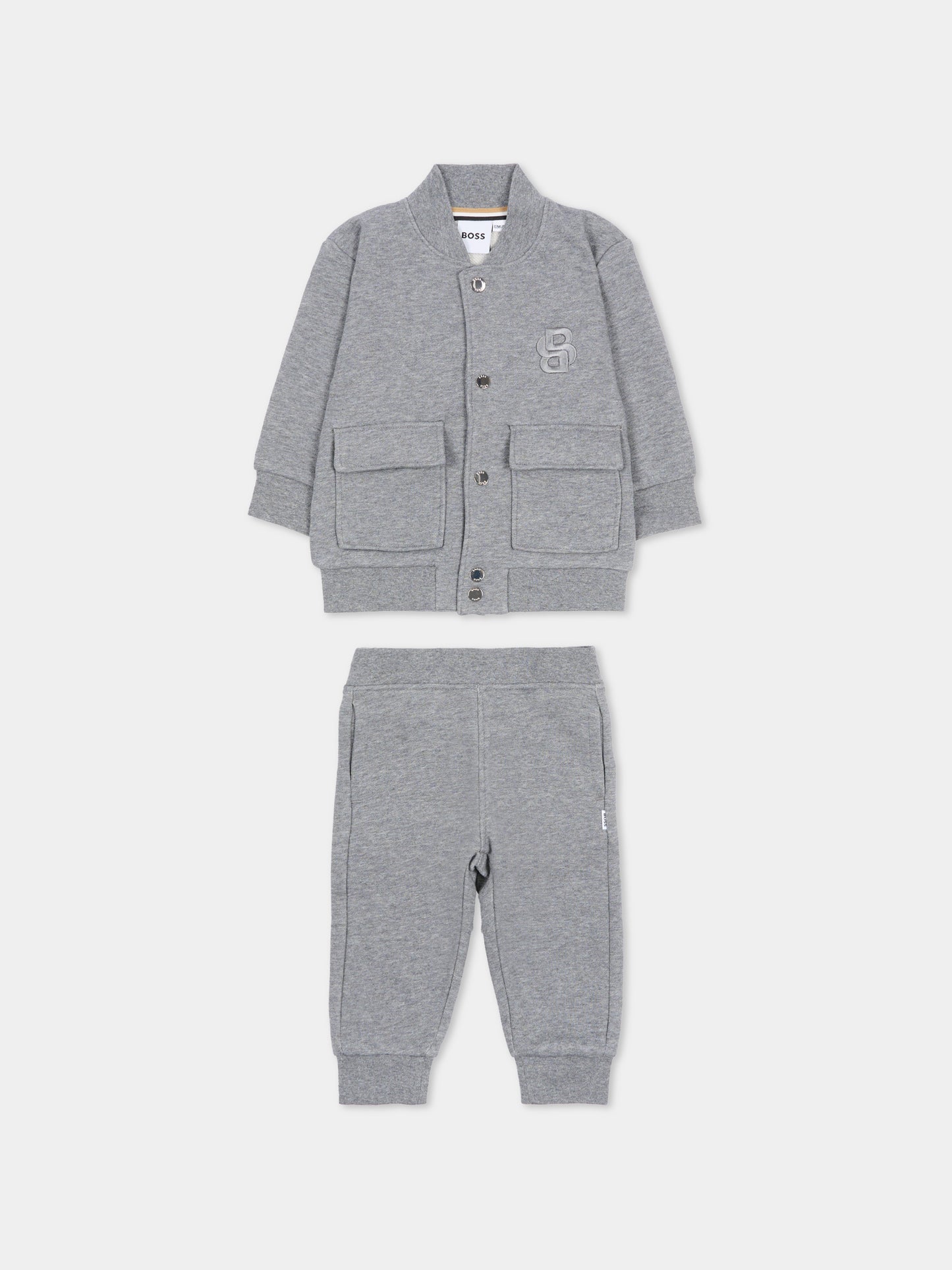 Completo grigio per neonato con logo,Boss,J52482 A46