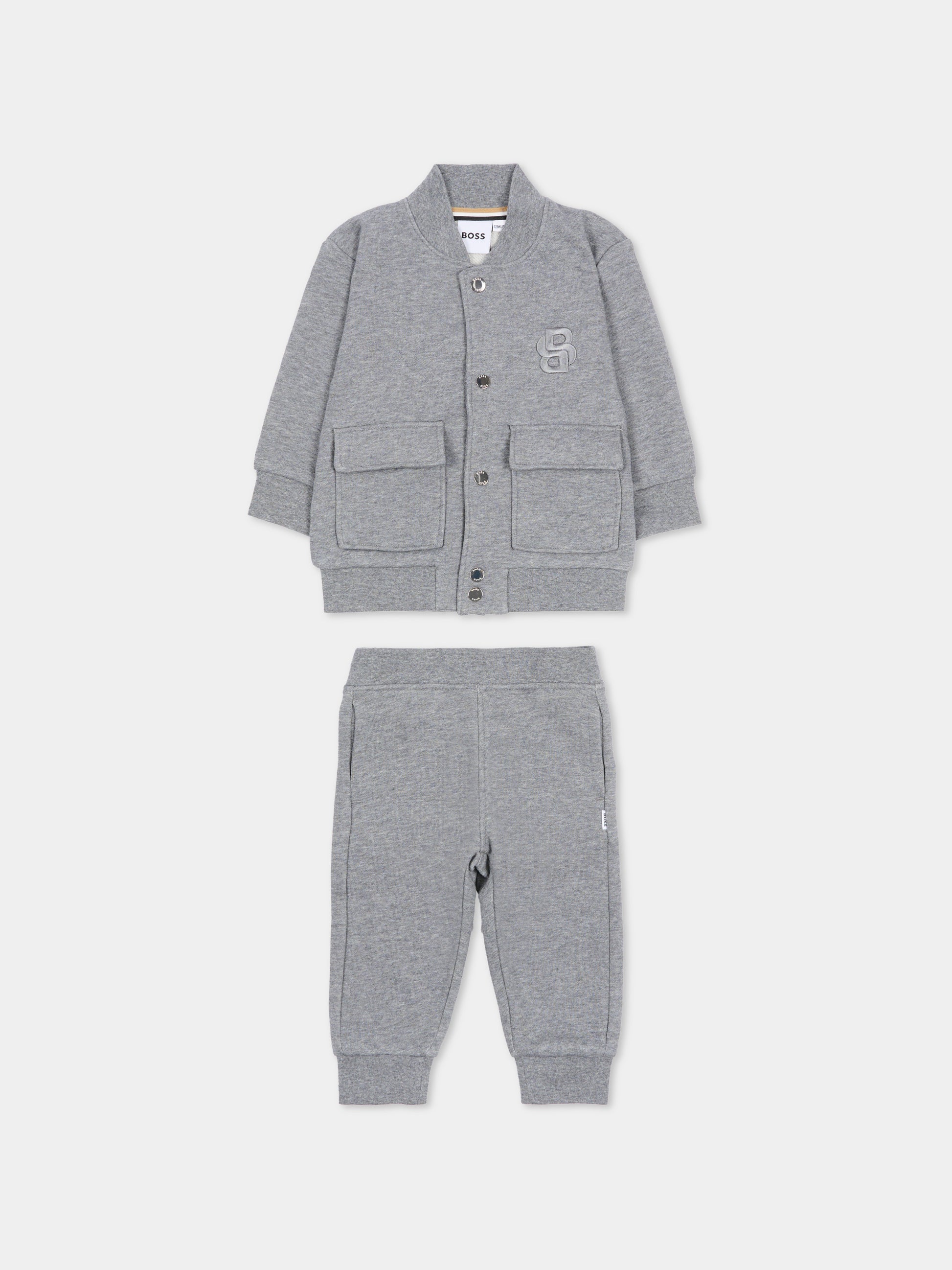 Completo grigio per neonato con logo,Boss,J52482 A46