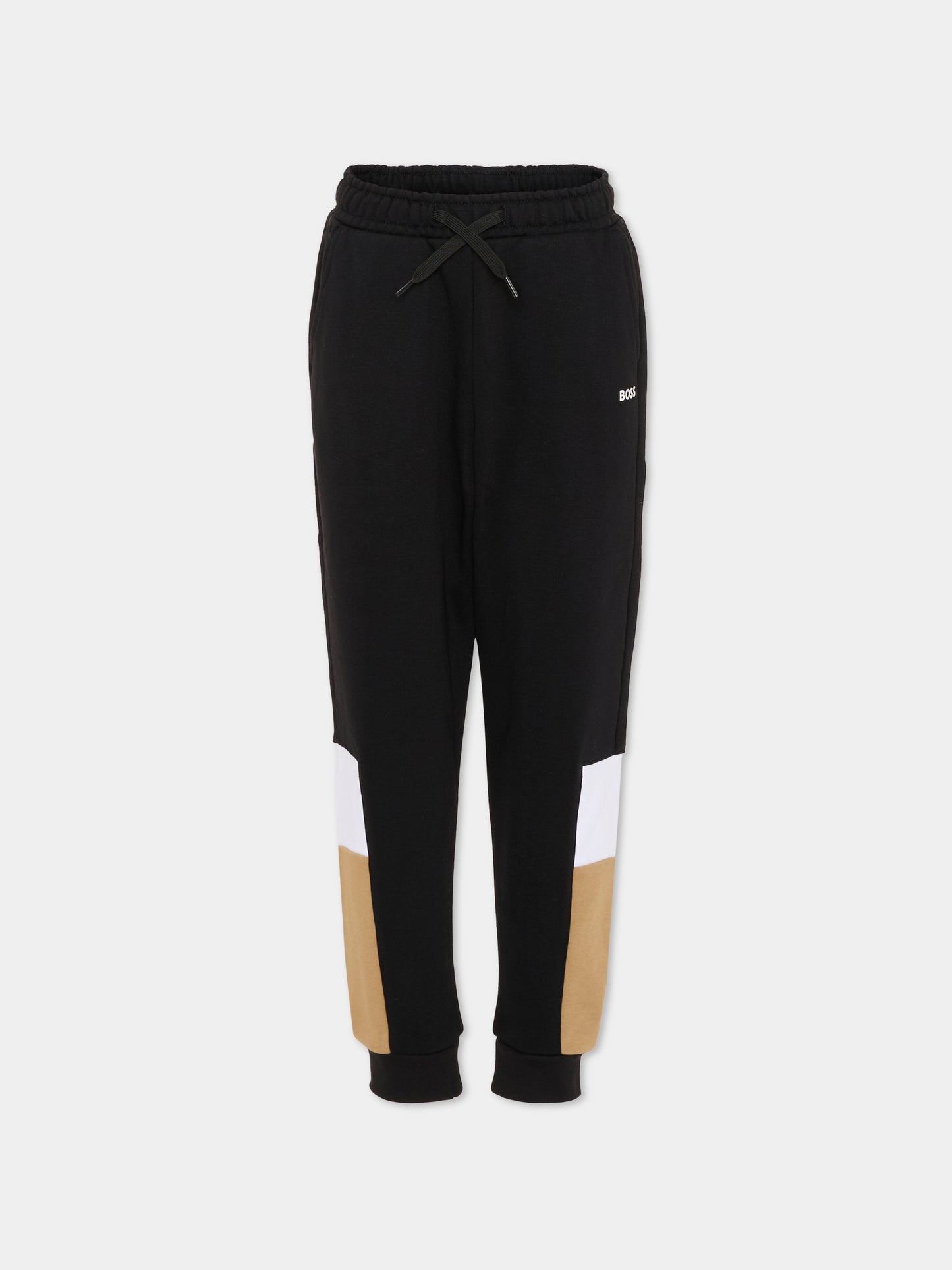 Pantaloni neri per bambino con logo bianco,Boss,J52290 09B