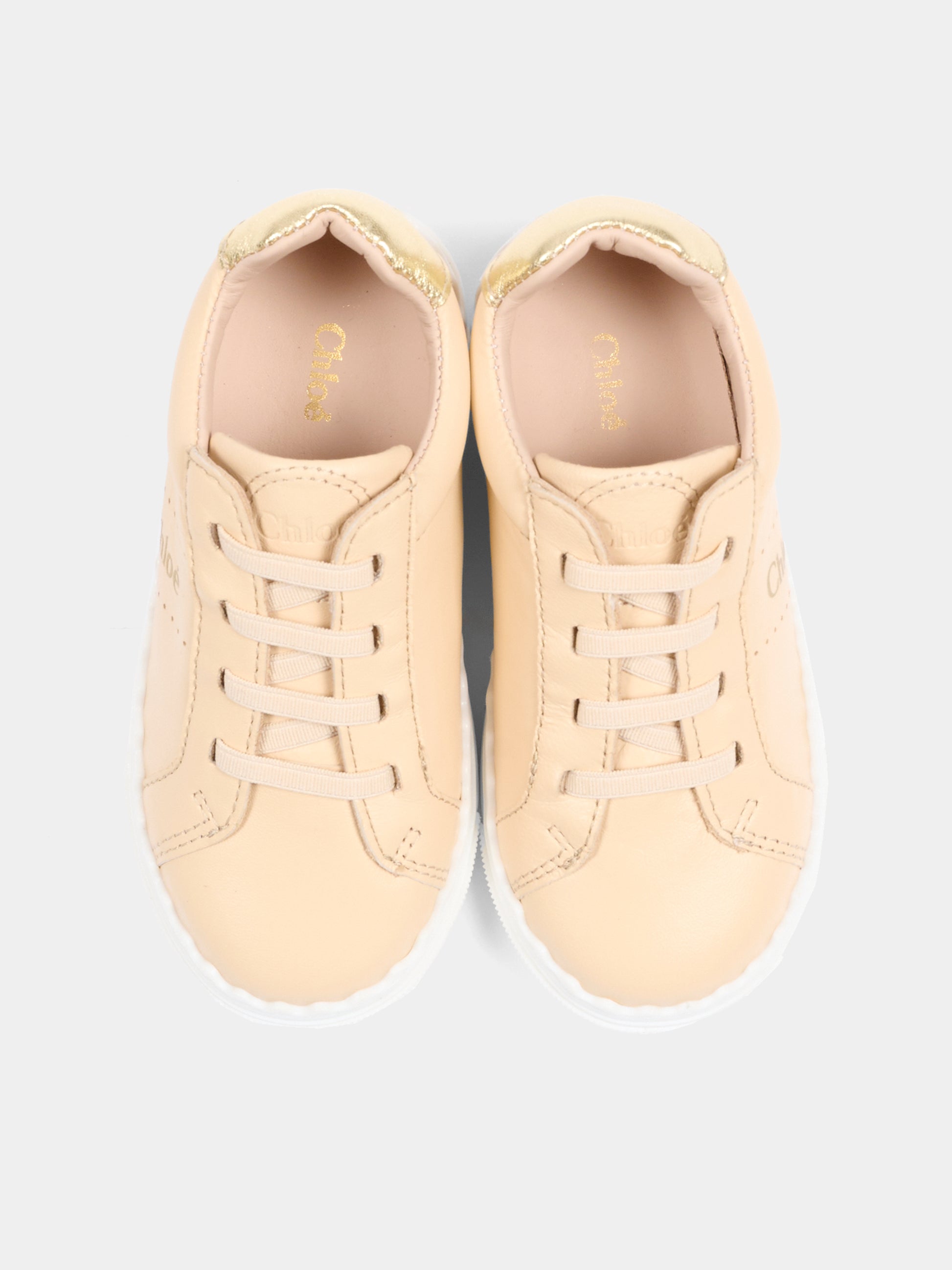 Sneakers beige per neonata e bambina con logo,Chloé Kids,C20730 46J