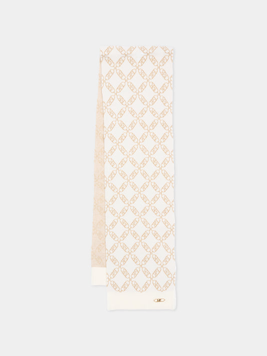 Sciarpa avorio per bambina con logo all over,Michael Kors,R30536 117