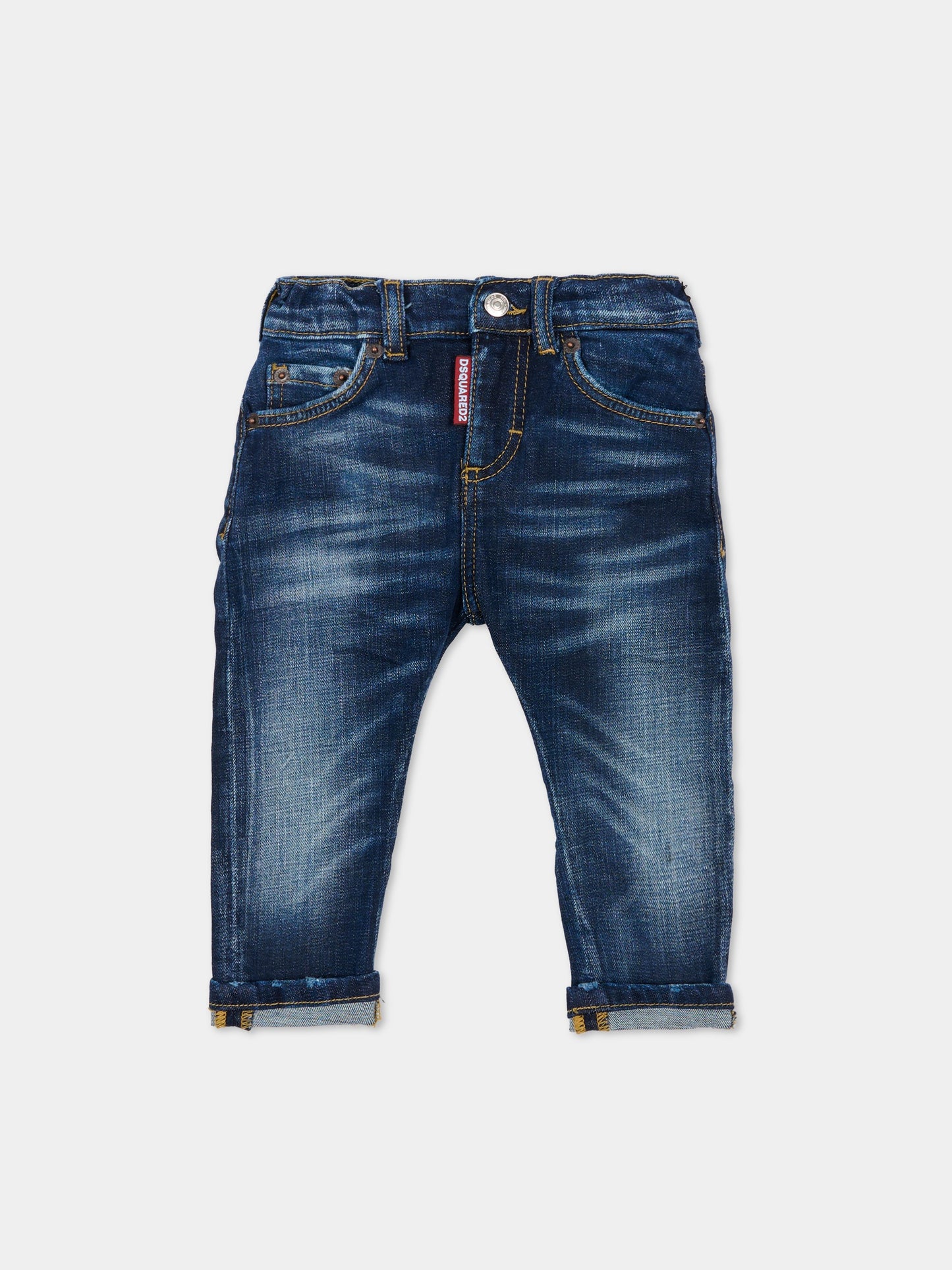 Jeans blu per neonato con patch logato,Dsquared2,DQ01TC-D0AES-DQ01