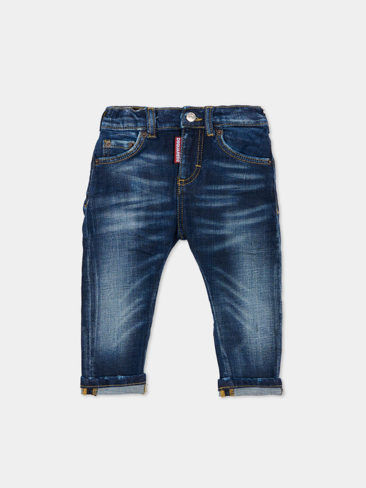 Jeans blu per neonato con patch logato,Dsquared2,DQ01TC-D0AES-DQ01