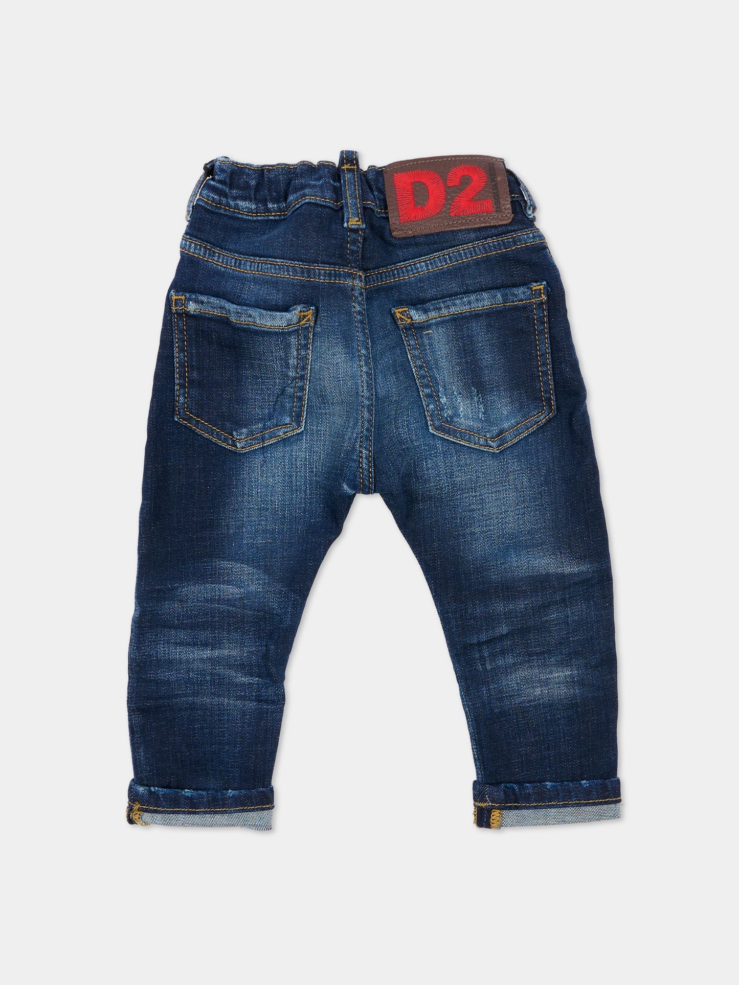 Jeans blu per neonato con patch logato,Dsquared2,DQ01TC-D0AES-DQ01
