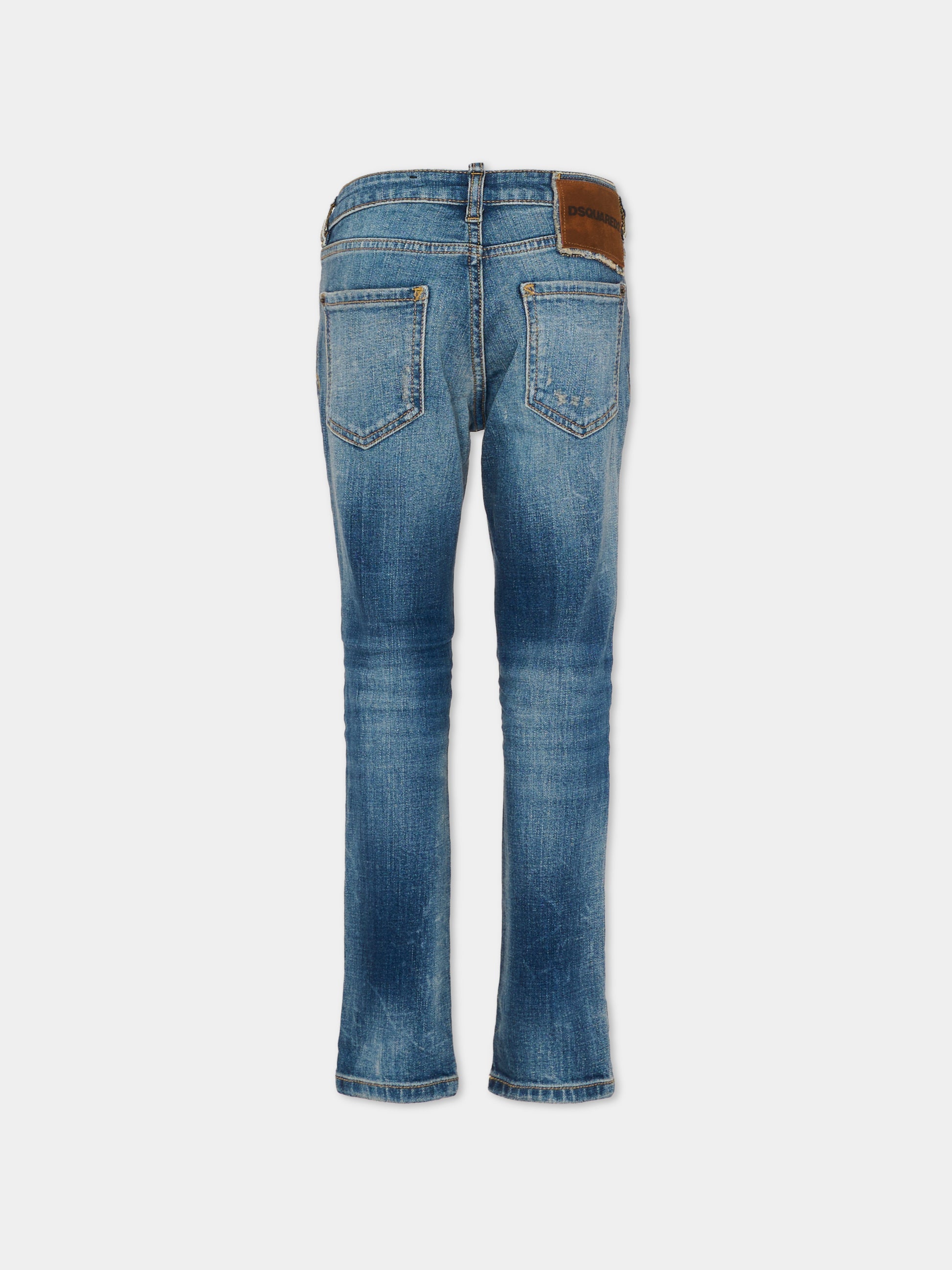 Jeans blu per bambino con patch logato,Dsquared2,DQ0239-D0AEU-DQ01