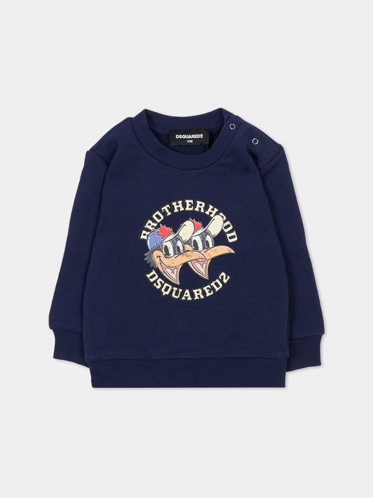 Felpa blu per neonato con logo,Dsquared2,DQ3099-D0AEY-DQ864