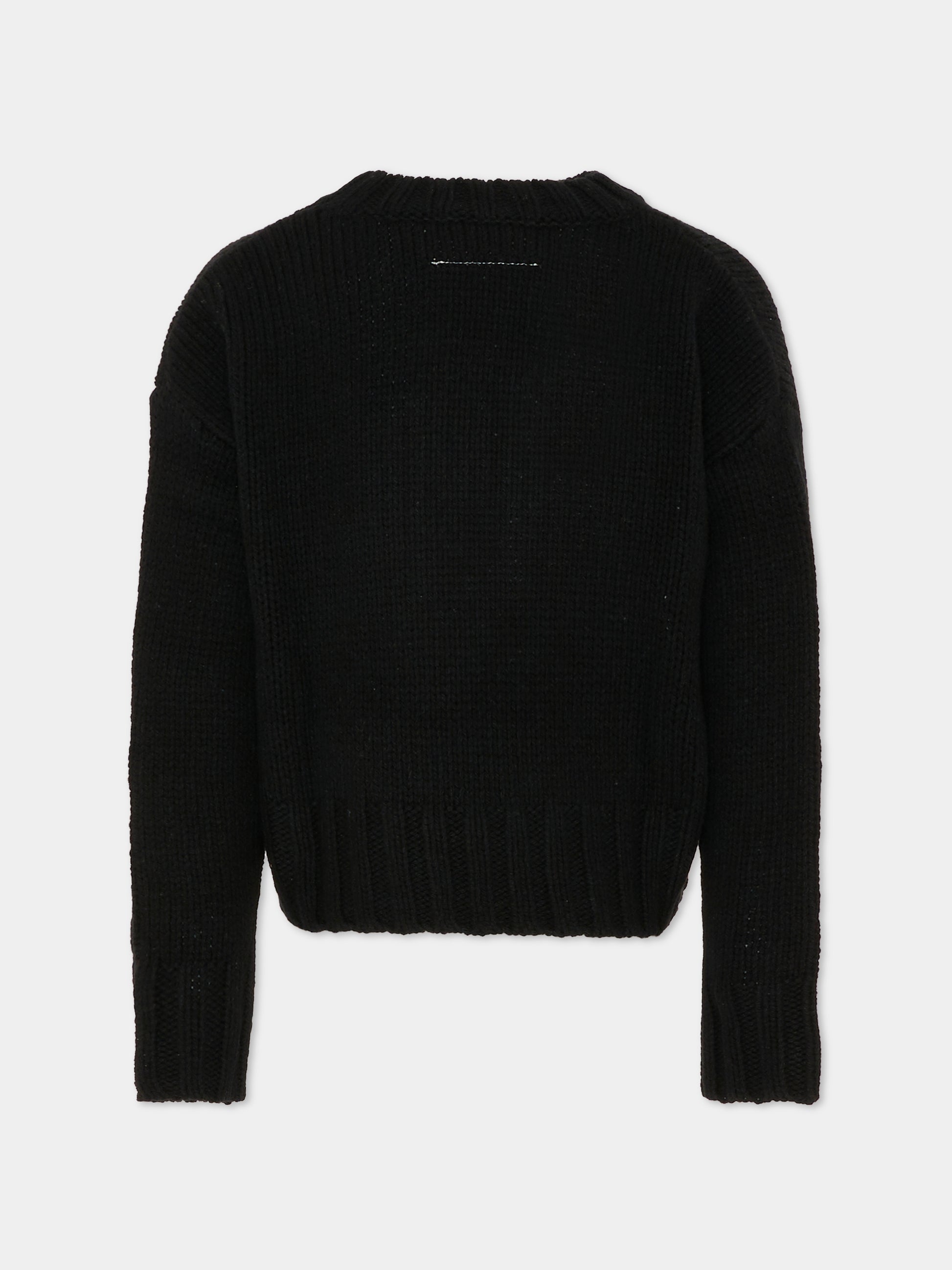 Maglione nero per bambina con logo,Mm6 Maison Margiela,M60882-MM06M-M6900