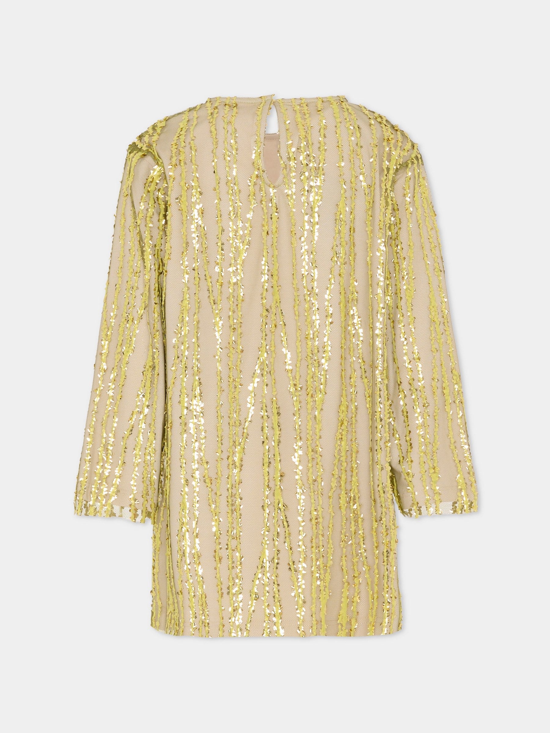 Vestito giallo per bambina con applicazioni oro,Douuod Kids,DX1B10 T0098 246