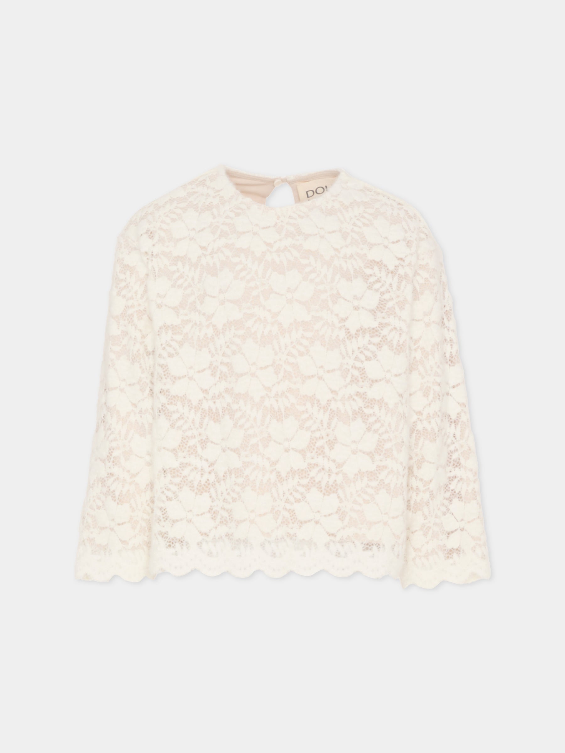 Camicia avorio per bambina con motivo floreale,Douuod Kids,DX5A70 U0237 101