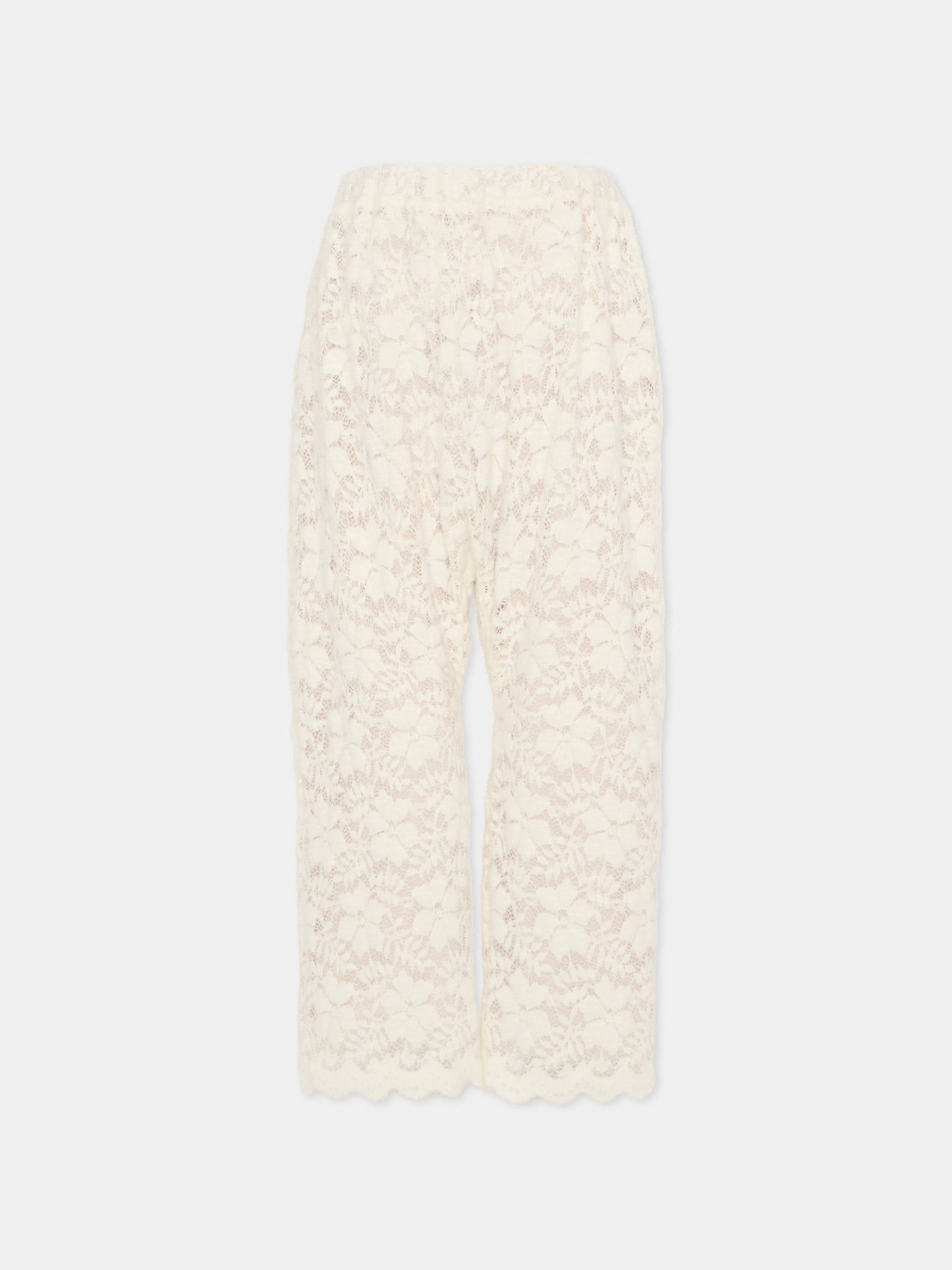 Pantaloni avorio per bambina con motivo floreale,Douuod Kids,DX6A60 U0237 101
