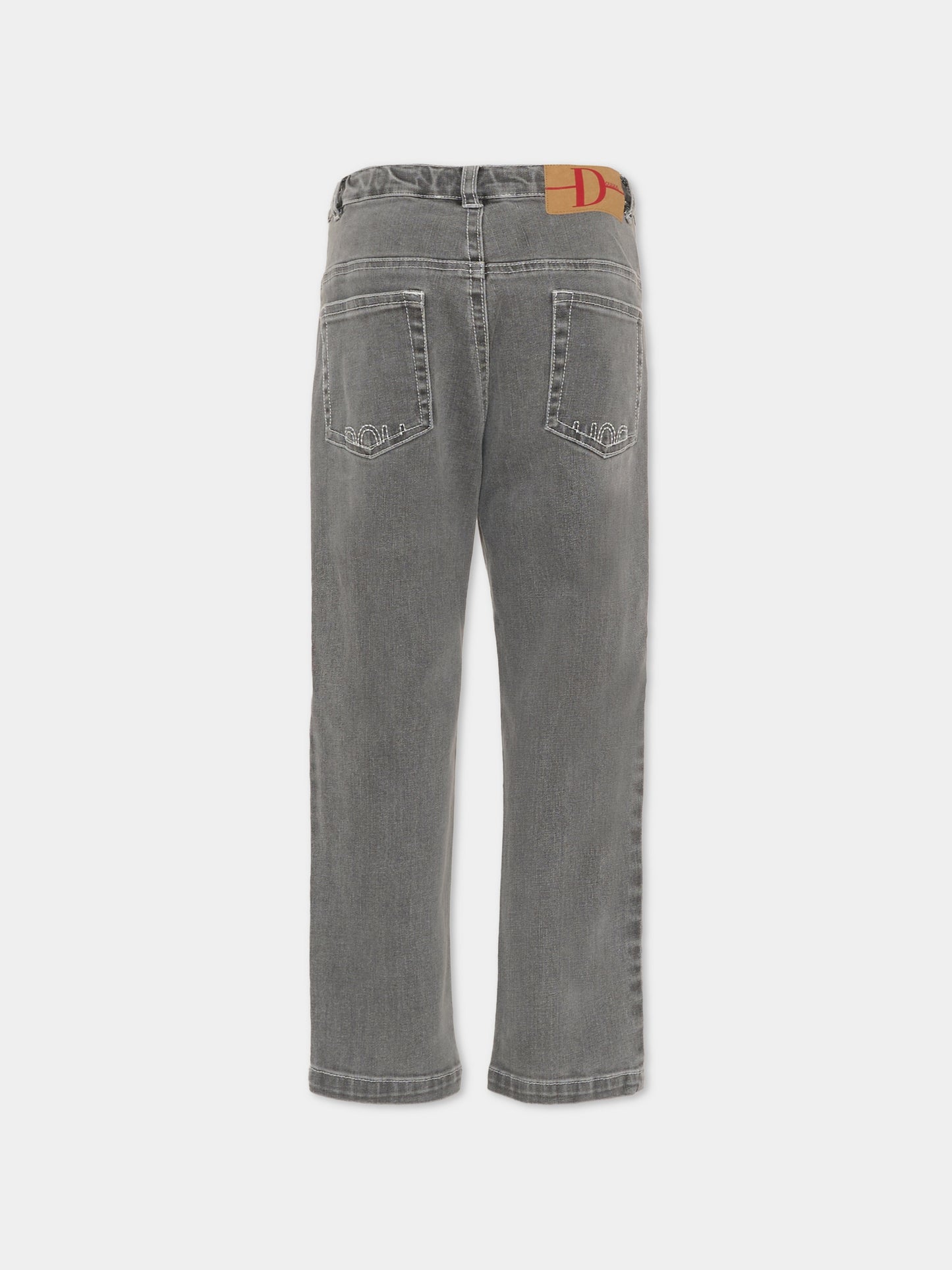 Jeans grigi per bambina con logo,Douuod Kids,DX6P20 Z2869 916