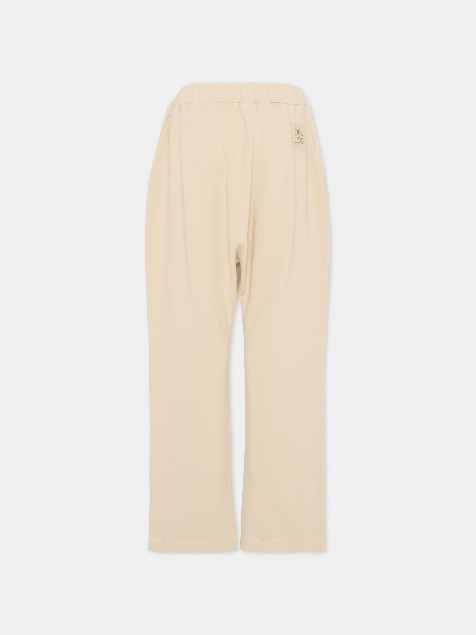 Pantaloni beige per bambina con logo,Douuod Kids,DX6P80 Z3402 108