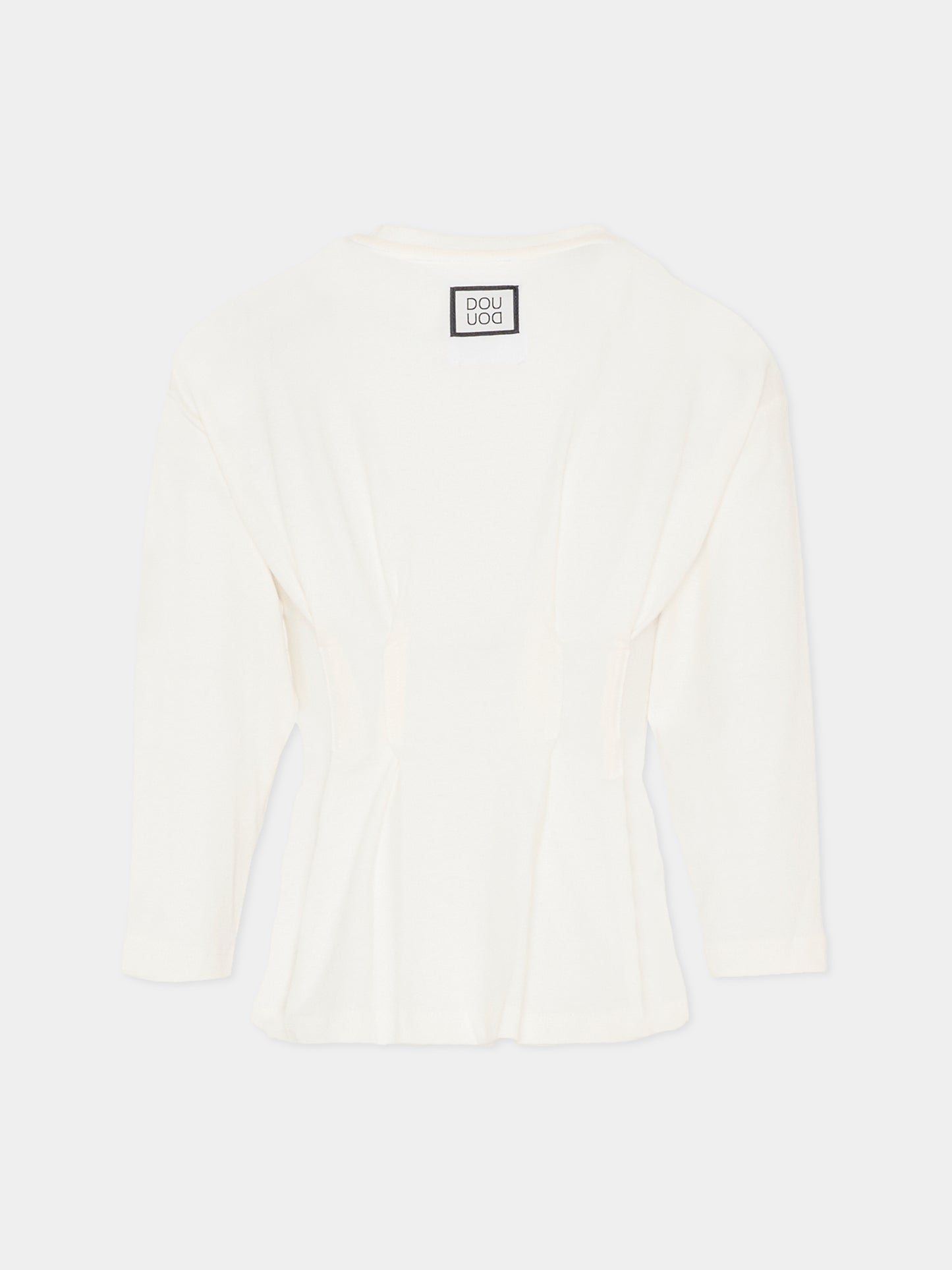 T-shirt avorio per bambina con logo,Douuod Kids,DX8A50 Z2868 101