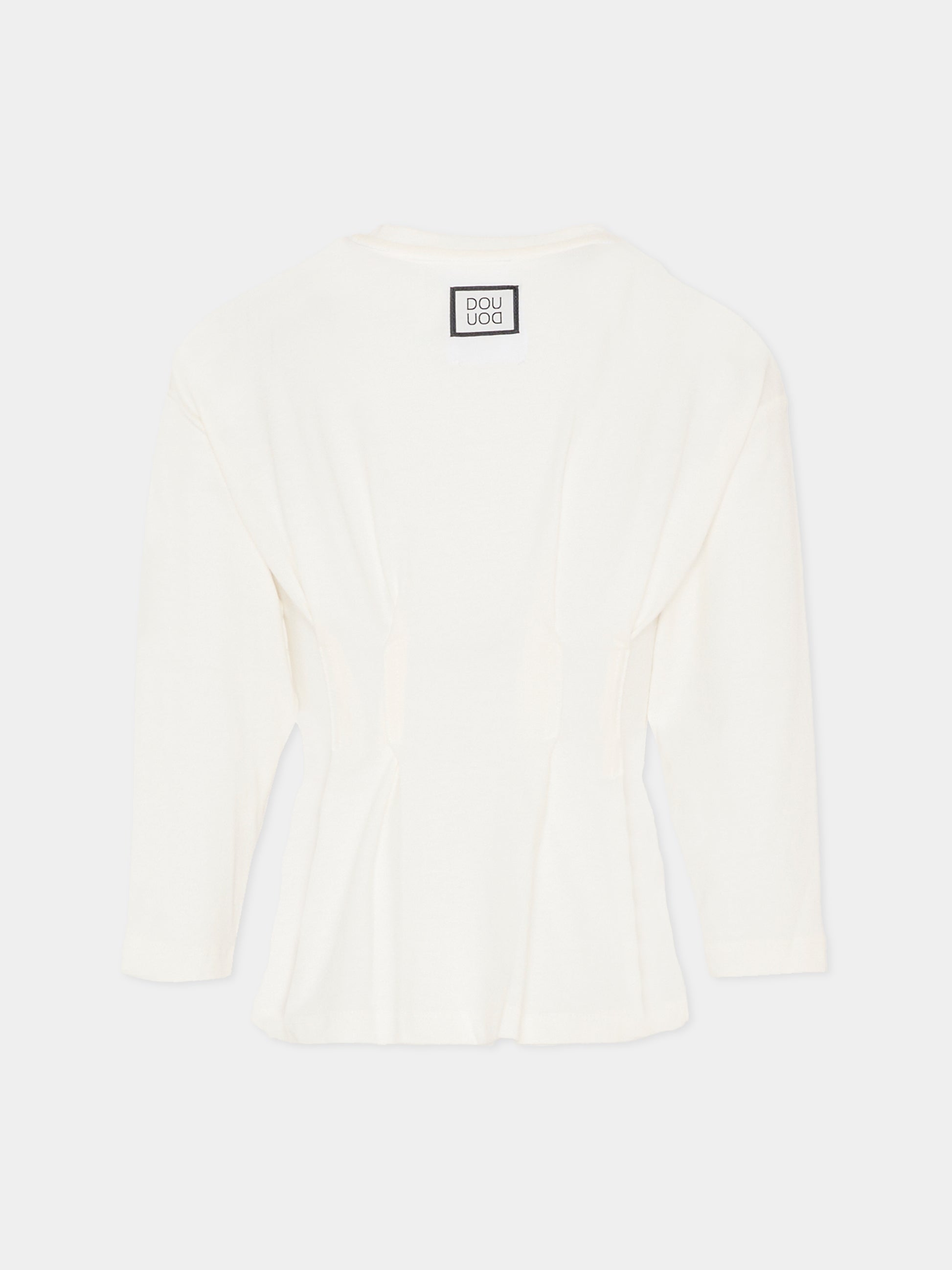 T-shirt avorio per bambina con logo,Douuod Kids,DX8A50 Z2868 101