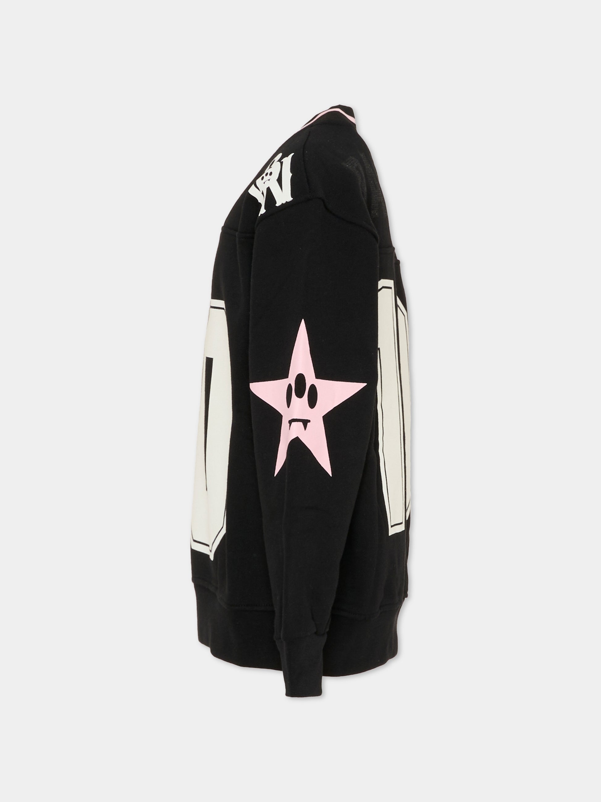 Felpa nera per bambina con logo e stelle,Barrow,F5BKJGSW194 110