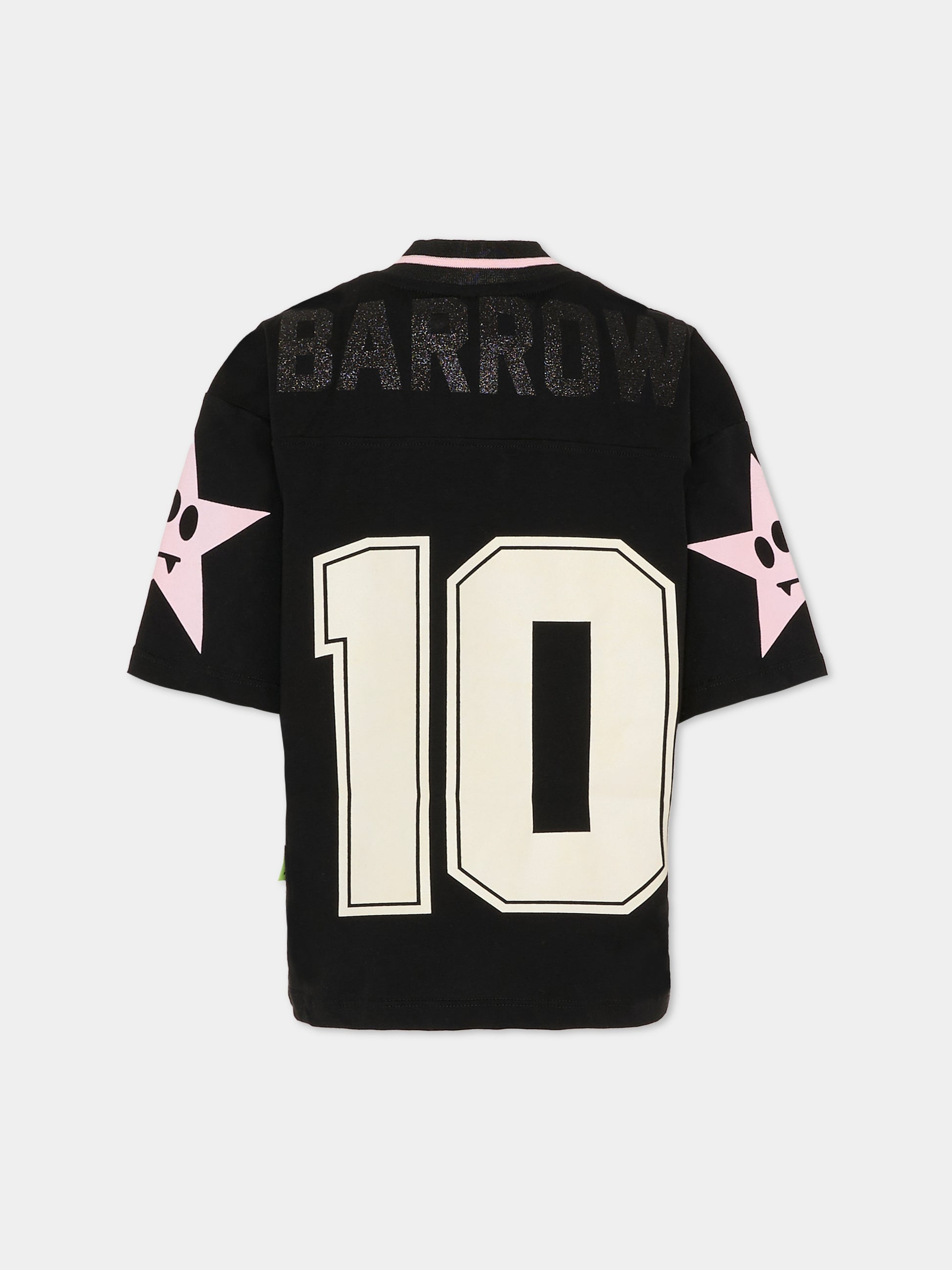 T-shirt nera per bambina con logo,Barrow,F5BKJGTH195 110
