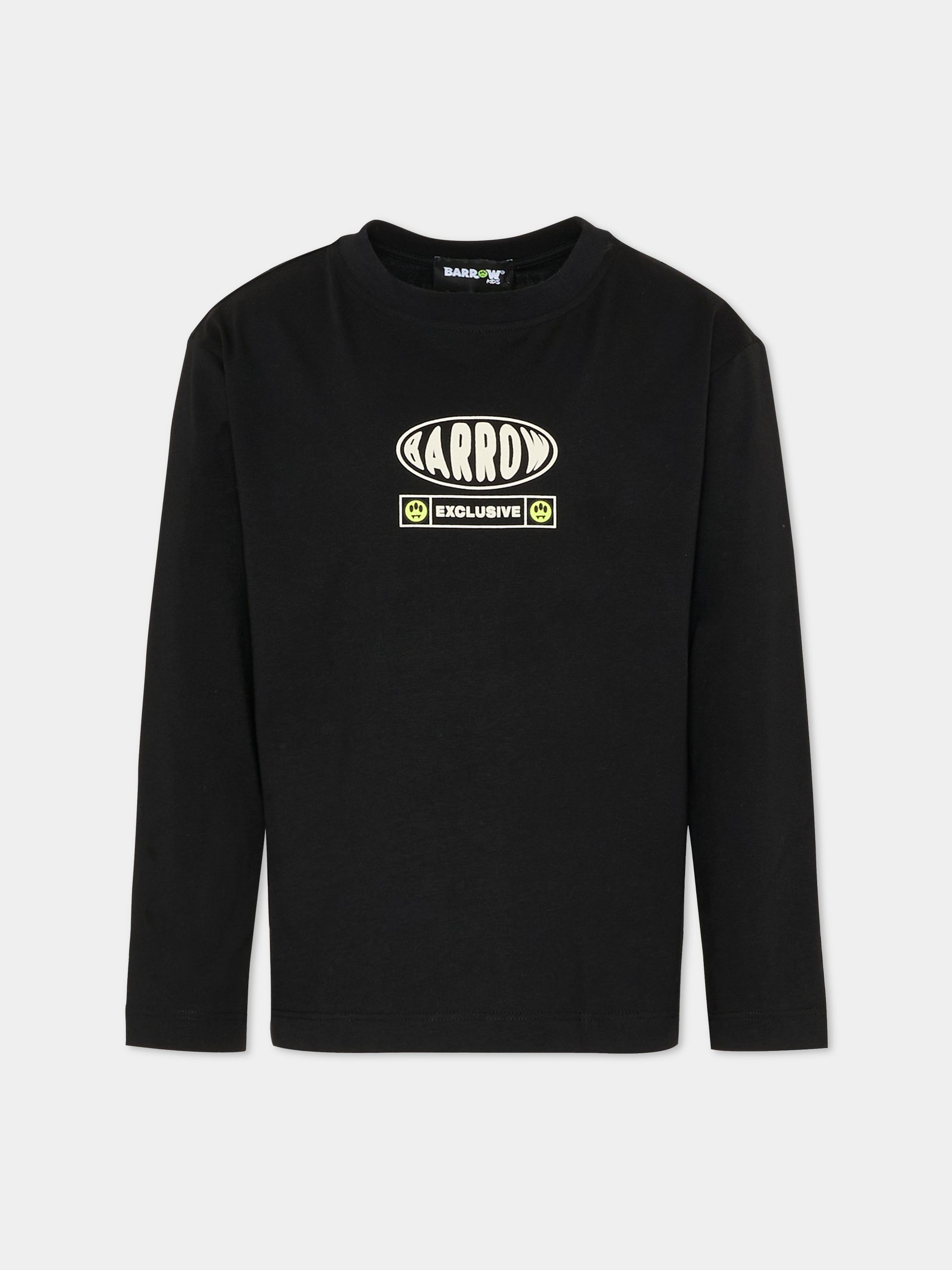 T-shirt nera per bambini con logo,Barrow,F5BKJUTH116 110