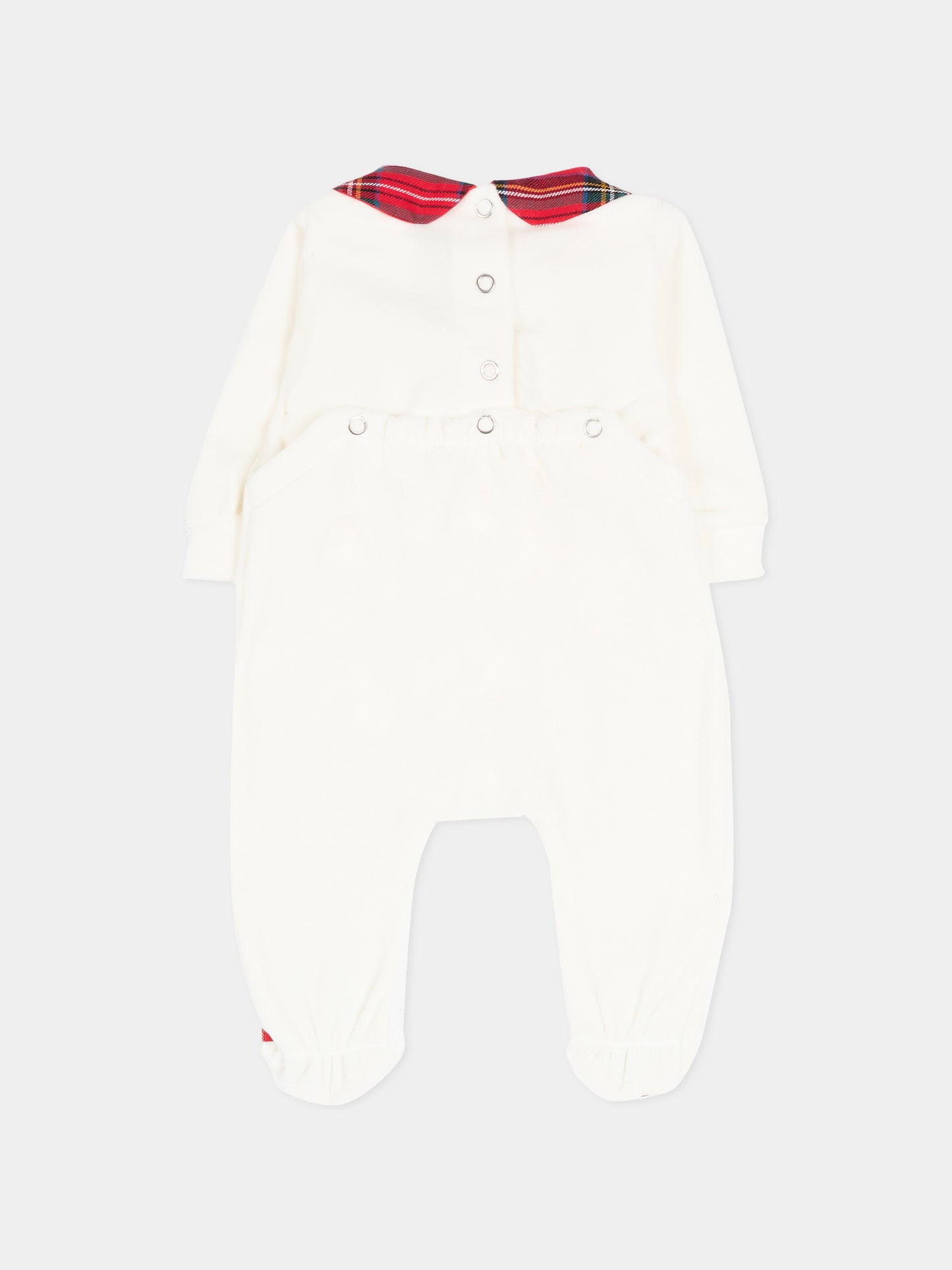 Tutina bianca per neonati con agnellino tartan,Le Boo Beebè,CB011 2060