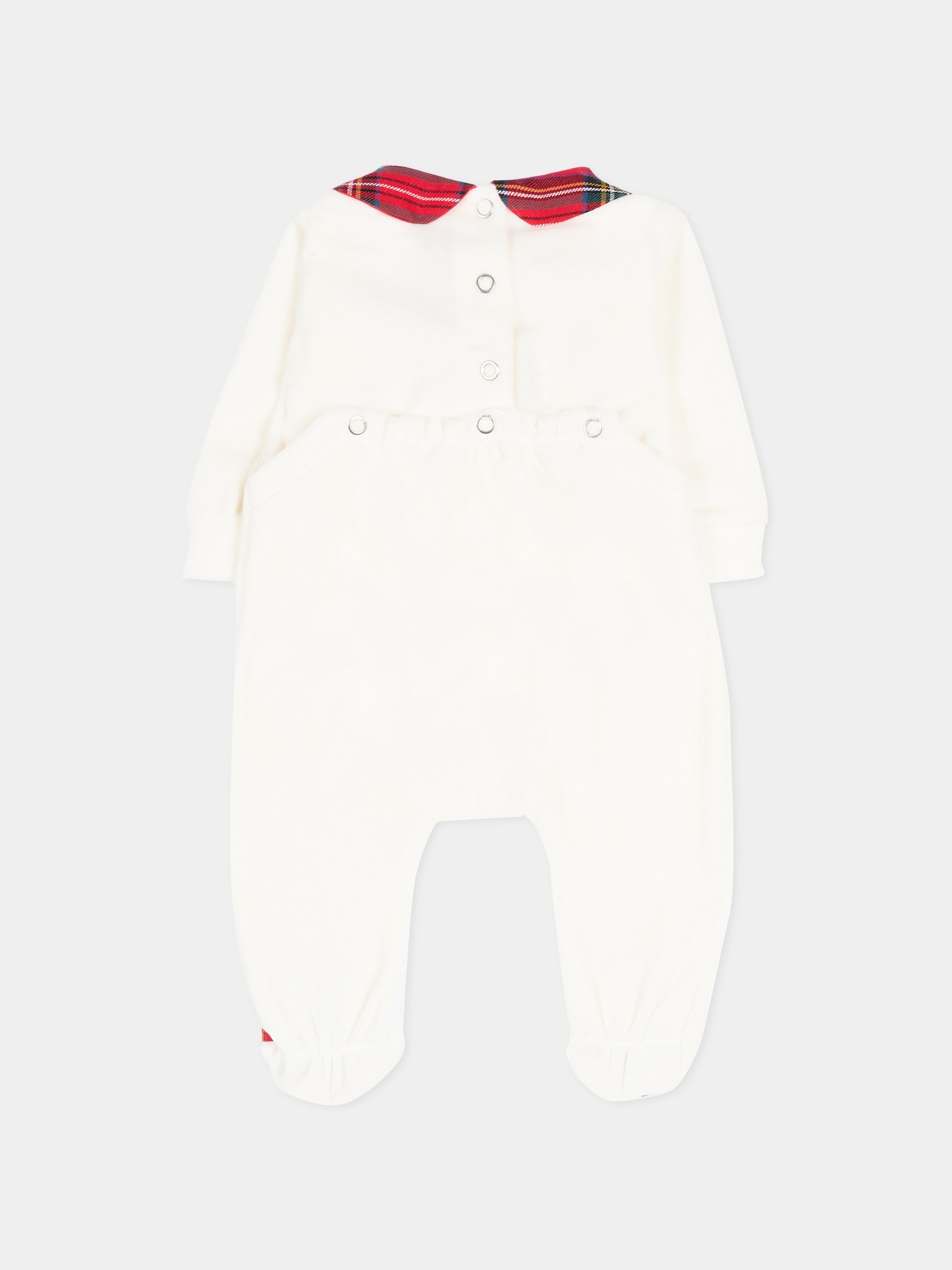 Tutina bianca per neonati con agnellino tartan,Le Boo Beebè,CB011 2060