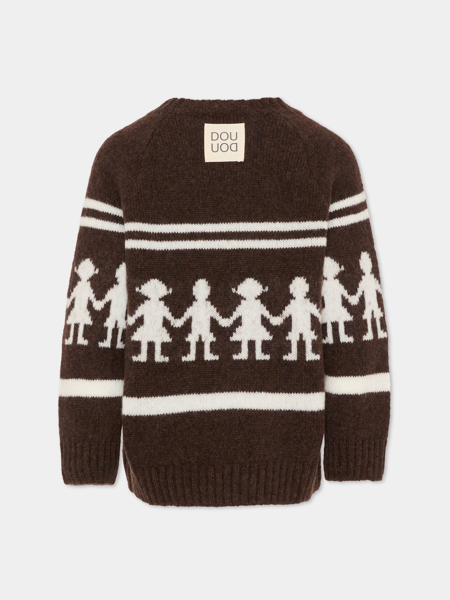 Maglione marrone per bambini con motivo jacquard,Douuod Kids,DX9P10 W0222 855AV