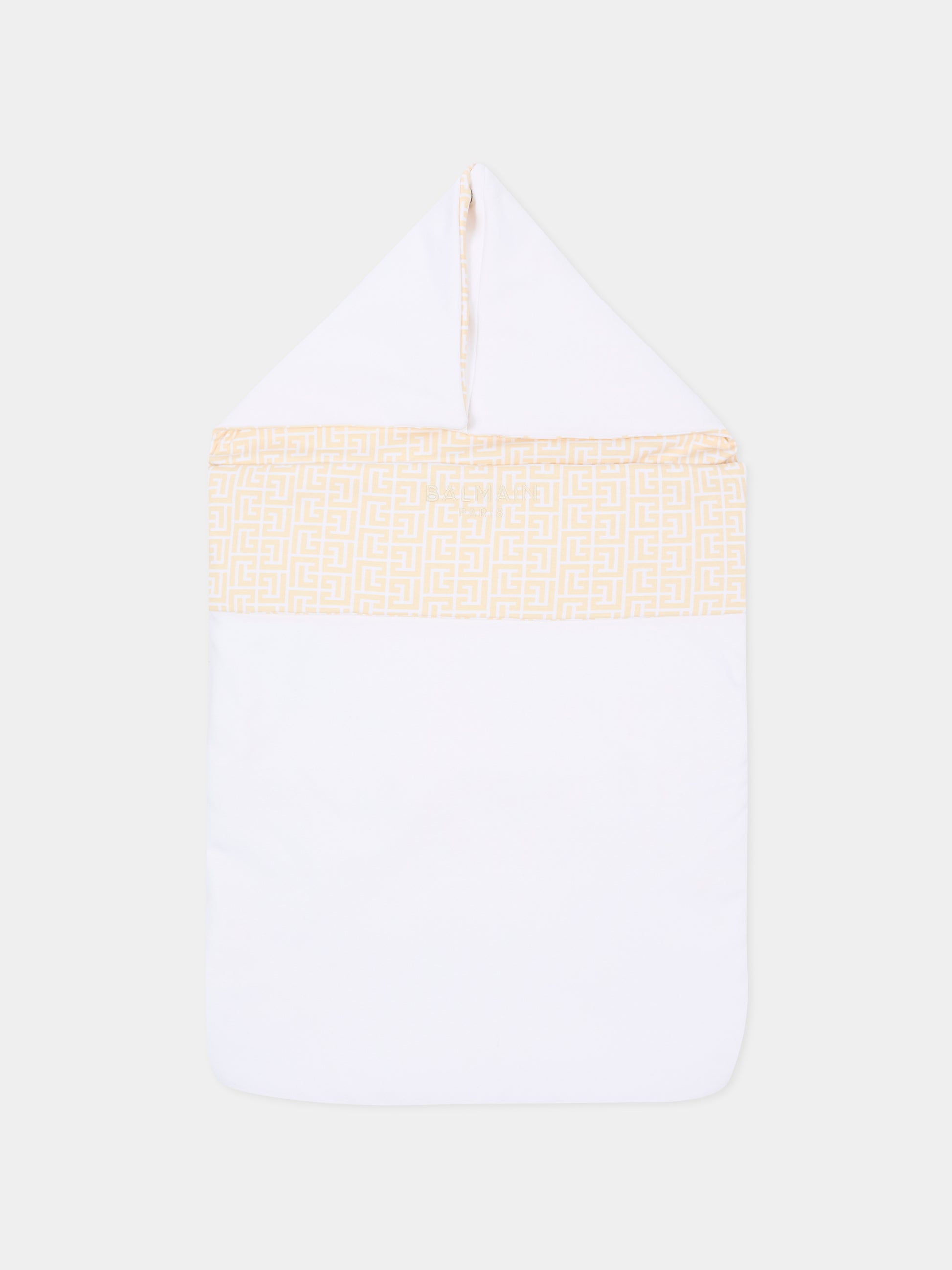 Sacco nanna bianco con monogram Labyrinth per neonati,Balmain Kids,BX0520 Z2378 100BG