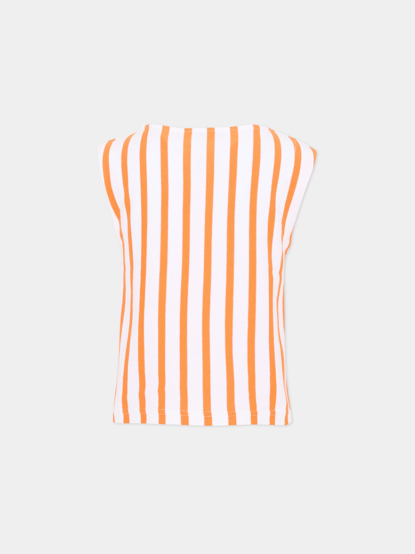 Top bianco a righe per bambina,Vélocipède,VLC-SS26-TS004 WHITE AND TANGERINE