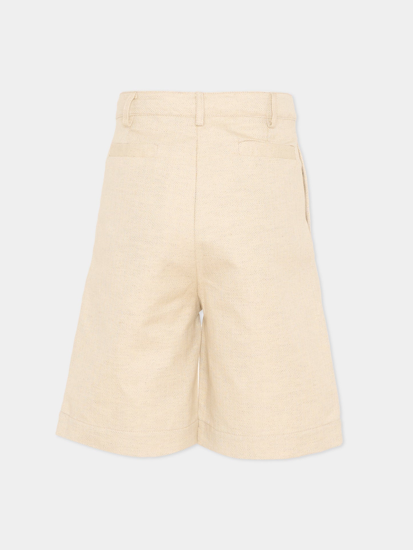 Shorts beige chevron per bambino,Vélocipède,VLC-SS26-TR004 OYSTER