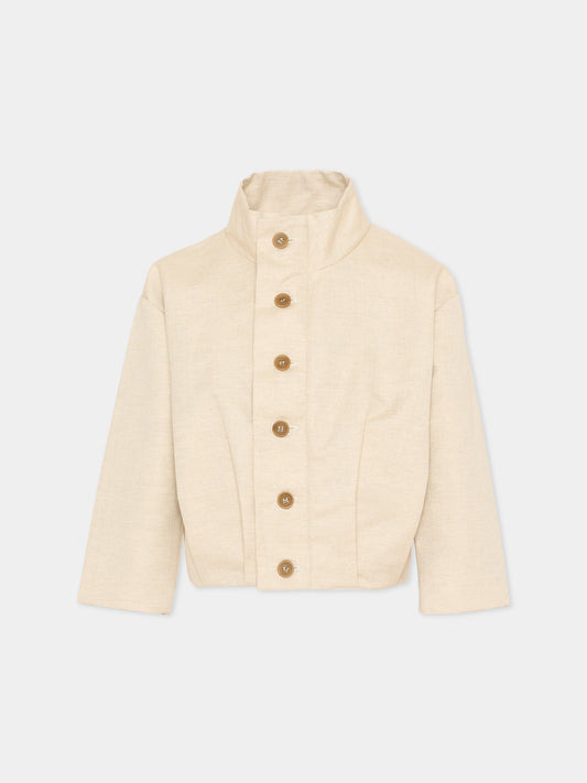 Bomber beige chevron per bambina,Vélocipède,VLC-SS26-JK004 OYSTER