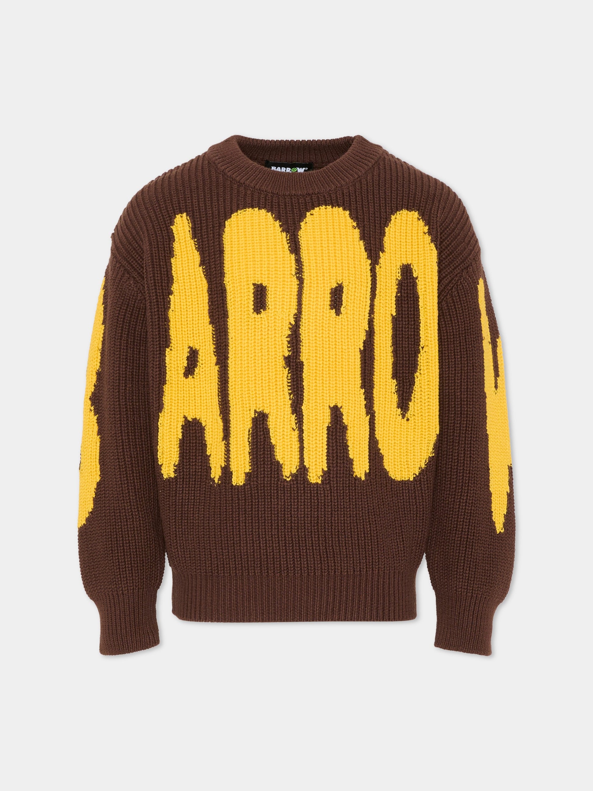 Maglione marrone per bambino con logo,Barrow,F5BKJUJP125 308