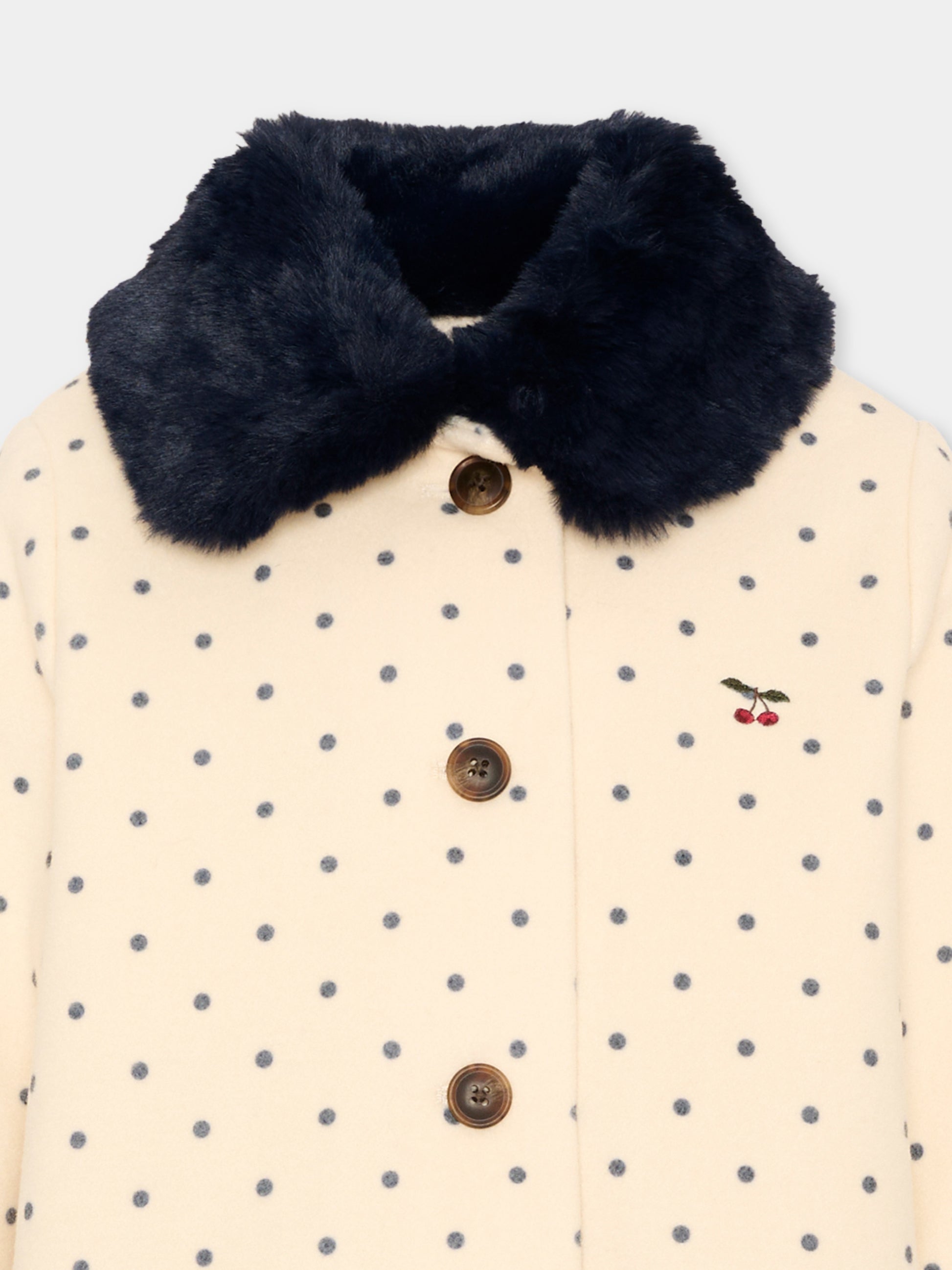 Cappotto avorio per bambina a pois,Konges Sløjd,KS105753 DOT LUMIERE
