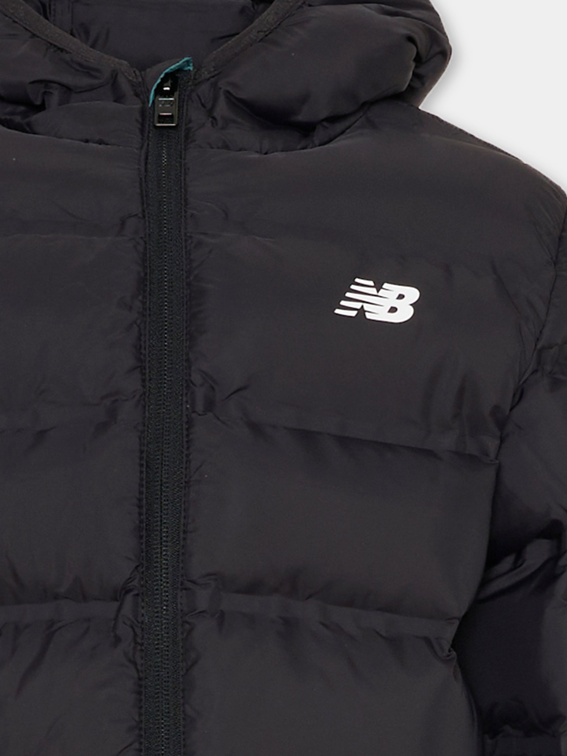 Piumino nero per bambino con logo,New Balance,LAKB0036 BK