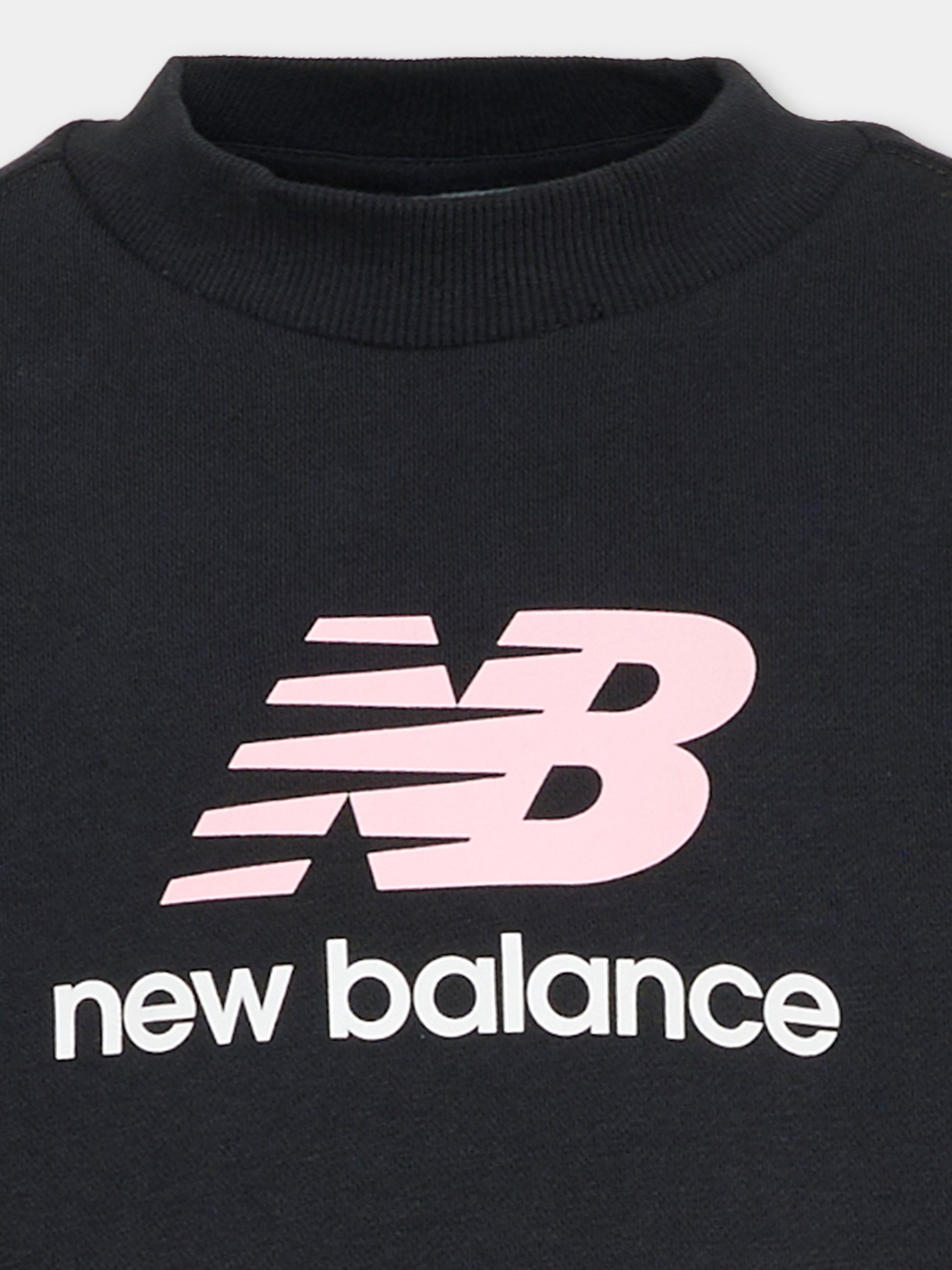 Felpa nera per bambina con logo,New Balance,LAKG0202 BK