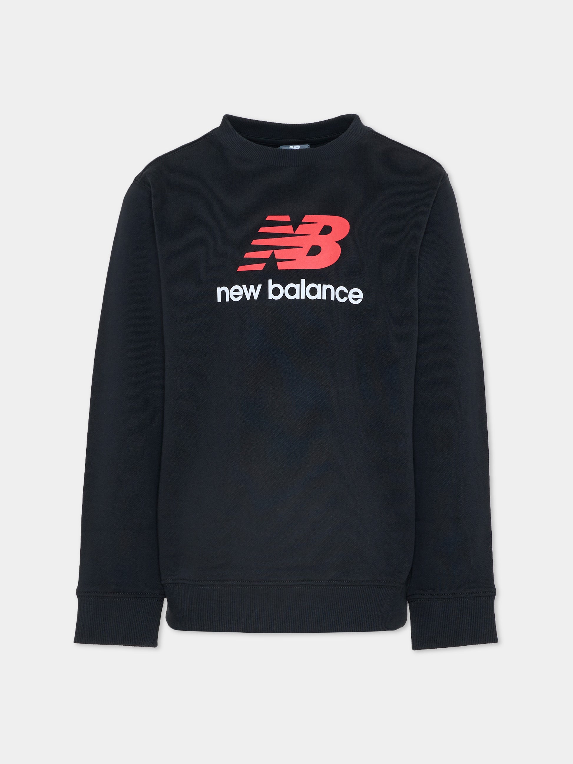 Felpa nera per bambini con logo,New Balance,LAKB0269 BK