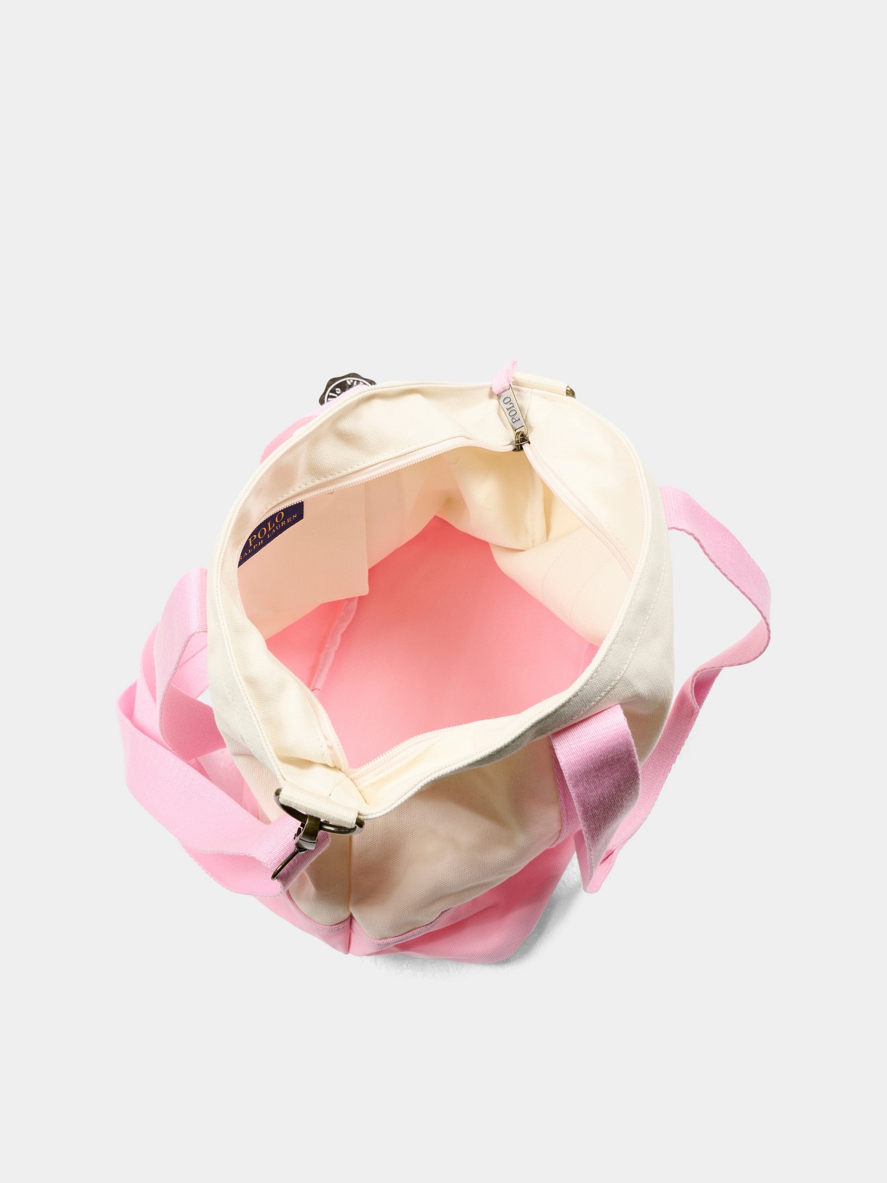 Borsa avorio per bambina con cavallino rosa,Ralph Lauren Kids,9AR023 W2Q