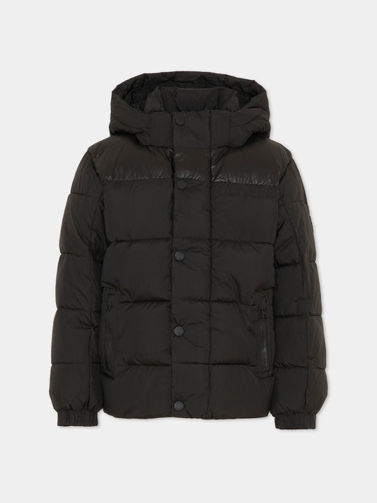 Piumino nero per bambino con logo,Tommy Hilfiger Junior,KB0KB10093 BDS