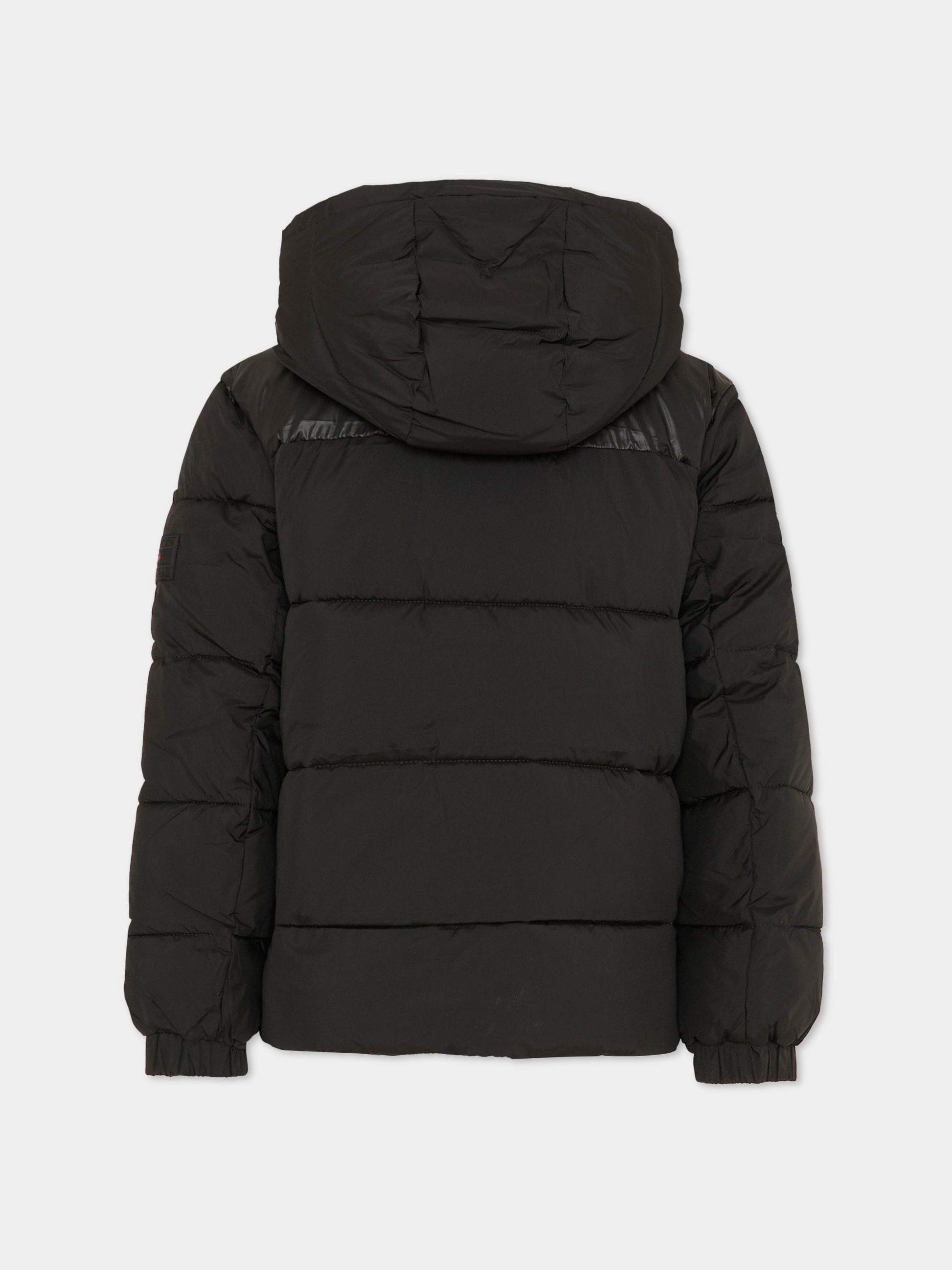 Piumino nero per bambino con logo,Tommy Hilfiger Junior,KB0KB10093 BDS