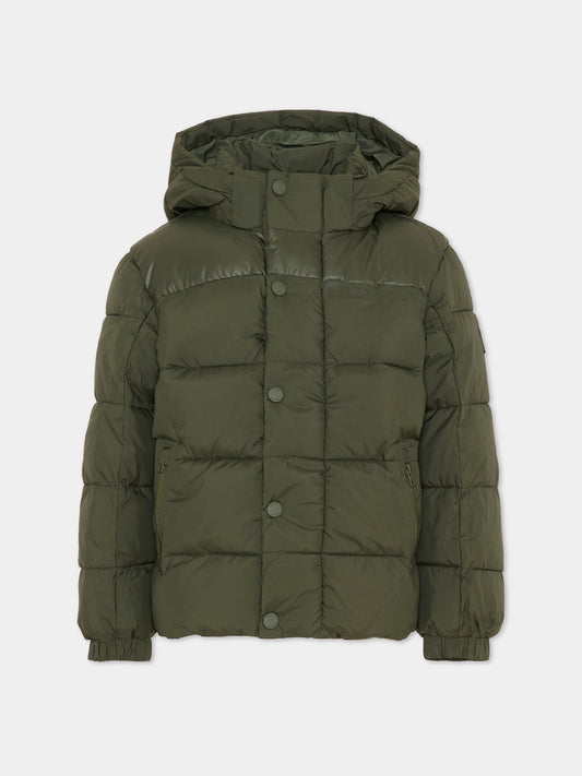 Piumino verde per bambino con logo,Tommy Hilfiger Junior,KB0KB10093 MRH