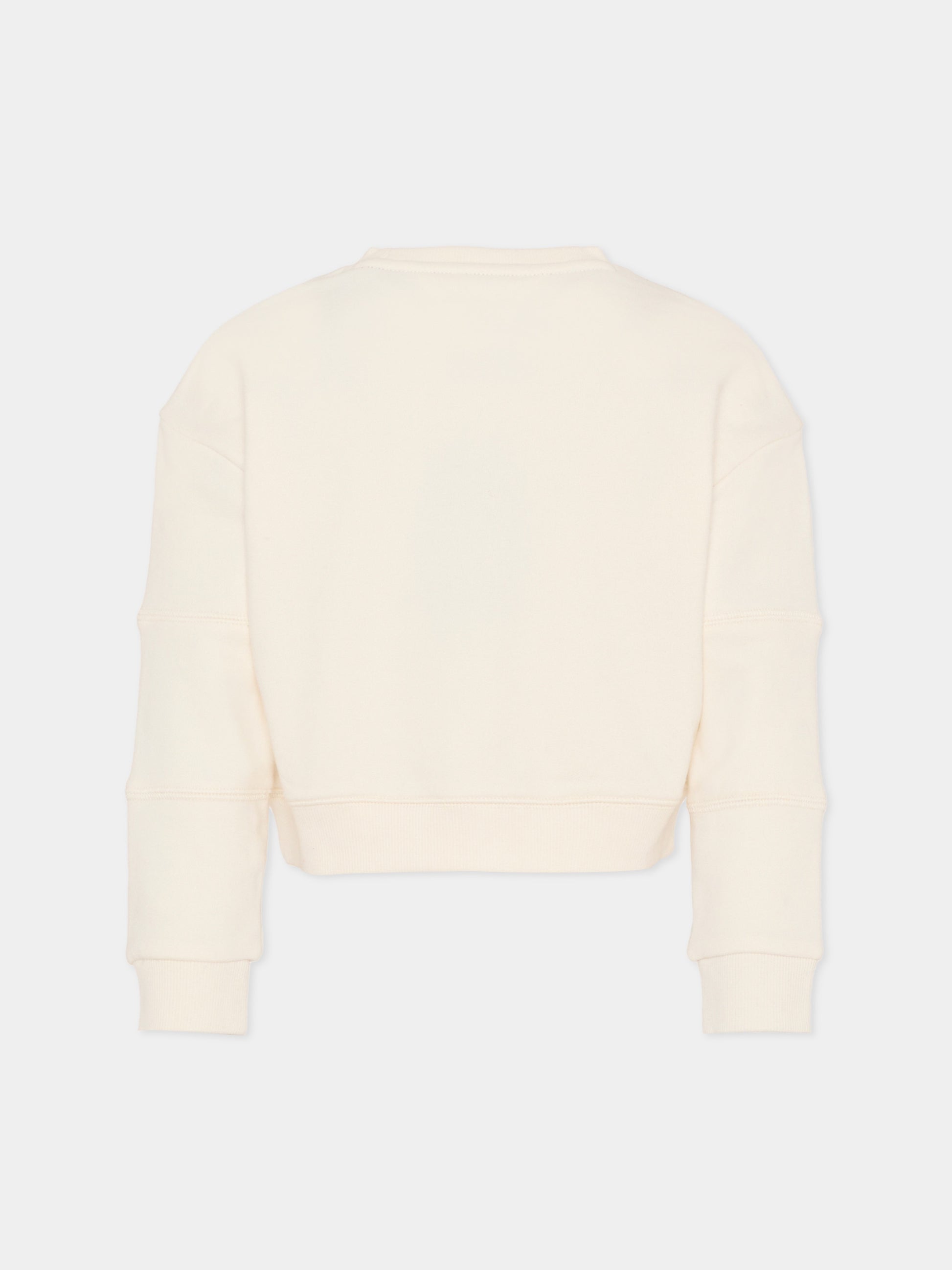 Felpa crop avorio per bambina con logo,Tommy Hilfiger Junior,KG0KG08785 YA8