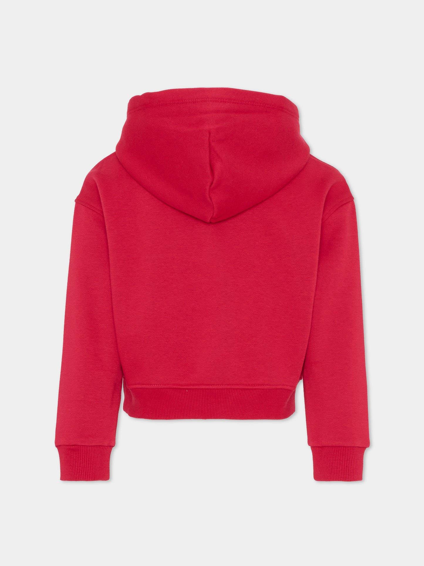 Felpa crop rossa per bambina con bandierina,Tommy Hilfiger Junior,KG0KG09016 XJP