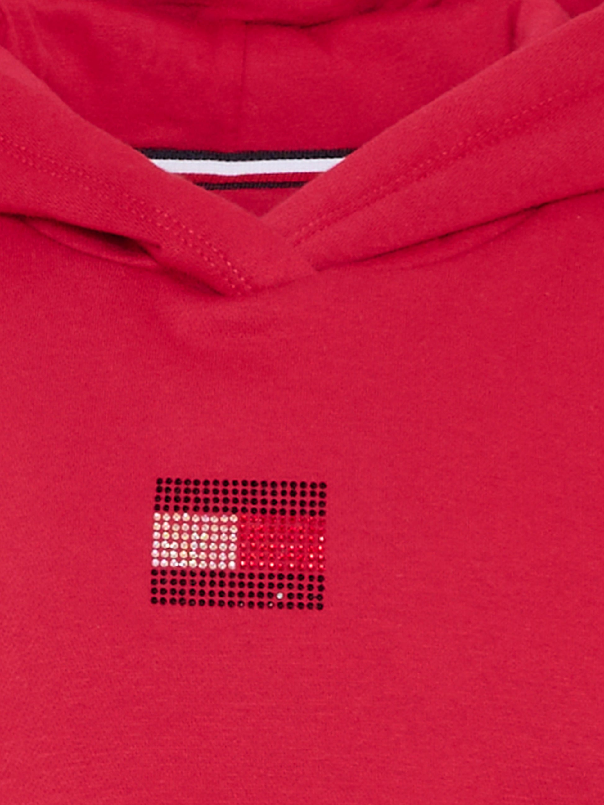 Felpa crop rossa per bambina con bandierina,Tommy Hilfiger Junior,KG0KG09016 XJP