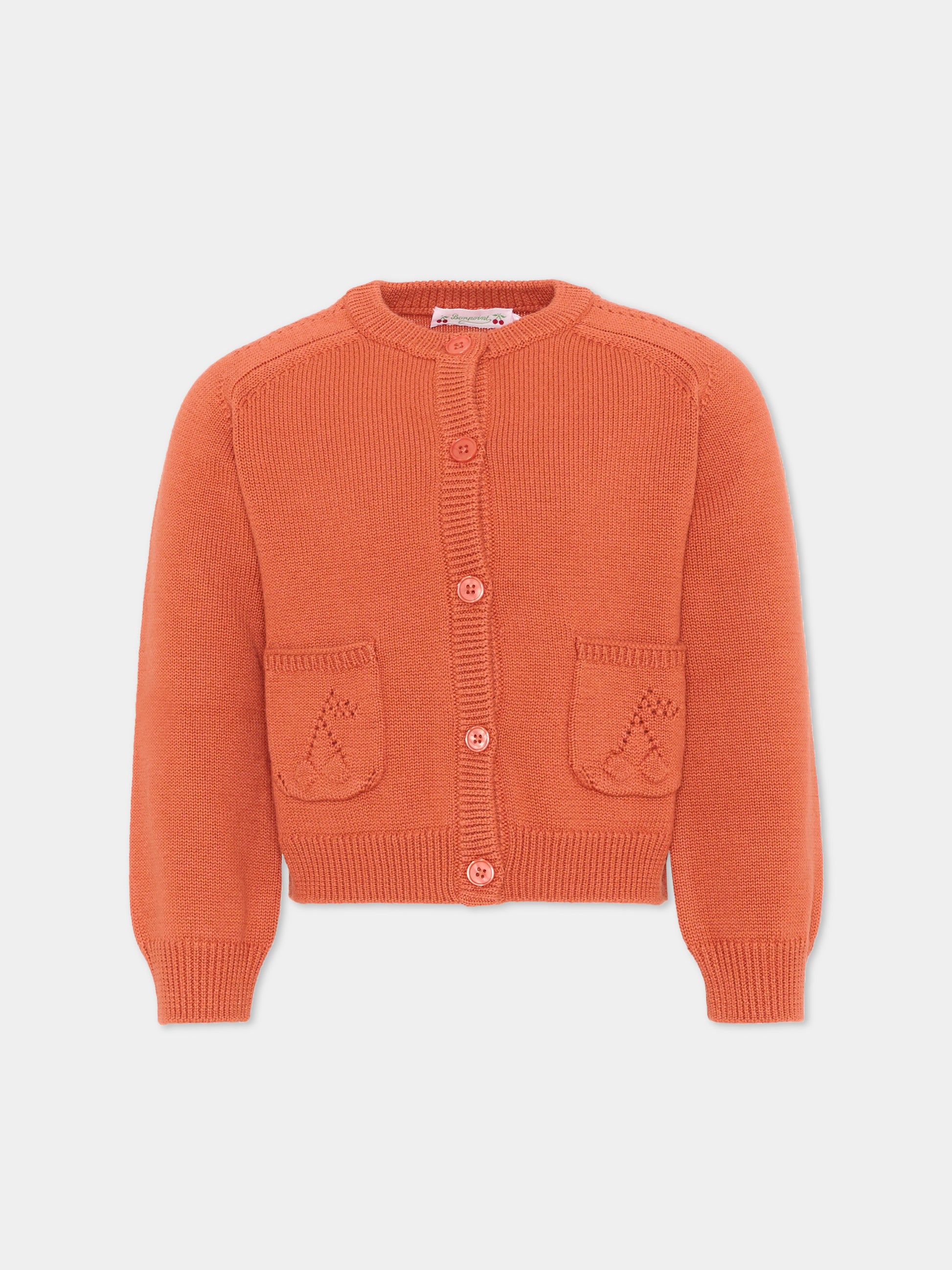 Cardigan arancione per bambina,Bonpoint,W06GCAK00003 035C