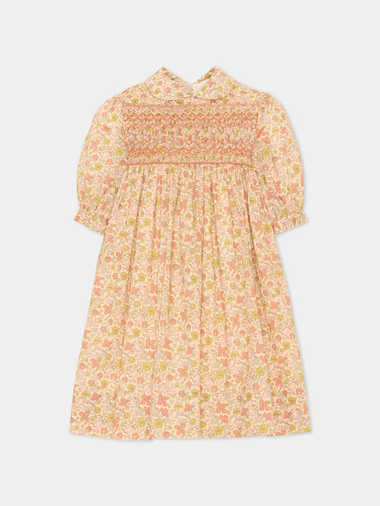 Abito a maniche corte multicolor per bambina floreale,Bonpoint,W06GDRW00001 523B