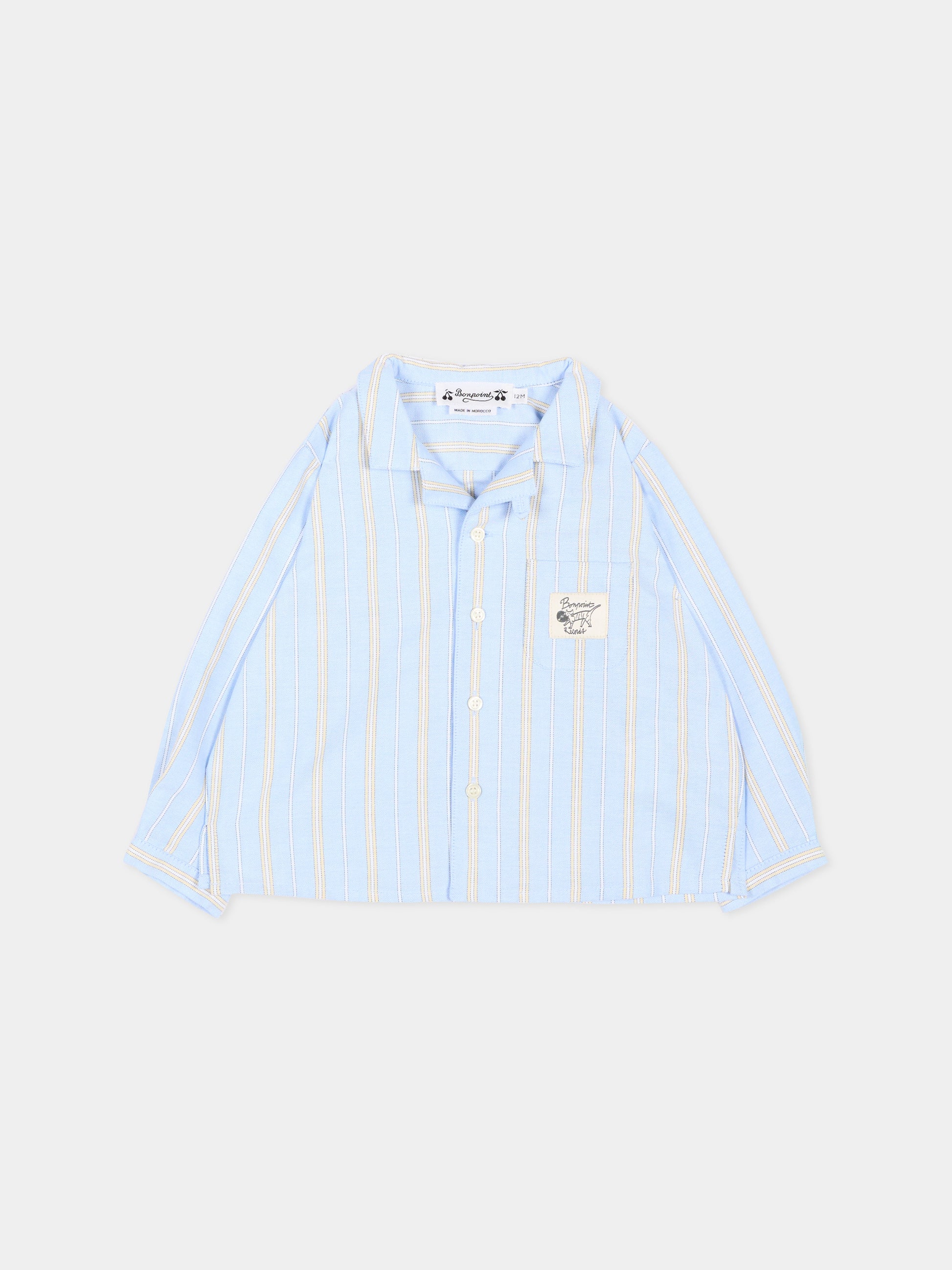 Camicia celeste a righe per neonato,Bonpoint,P06YSHW00001 215