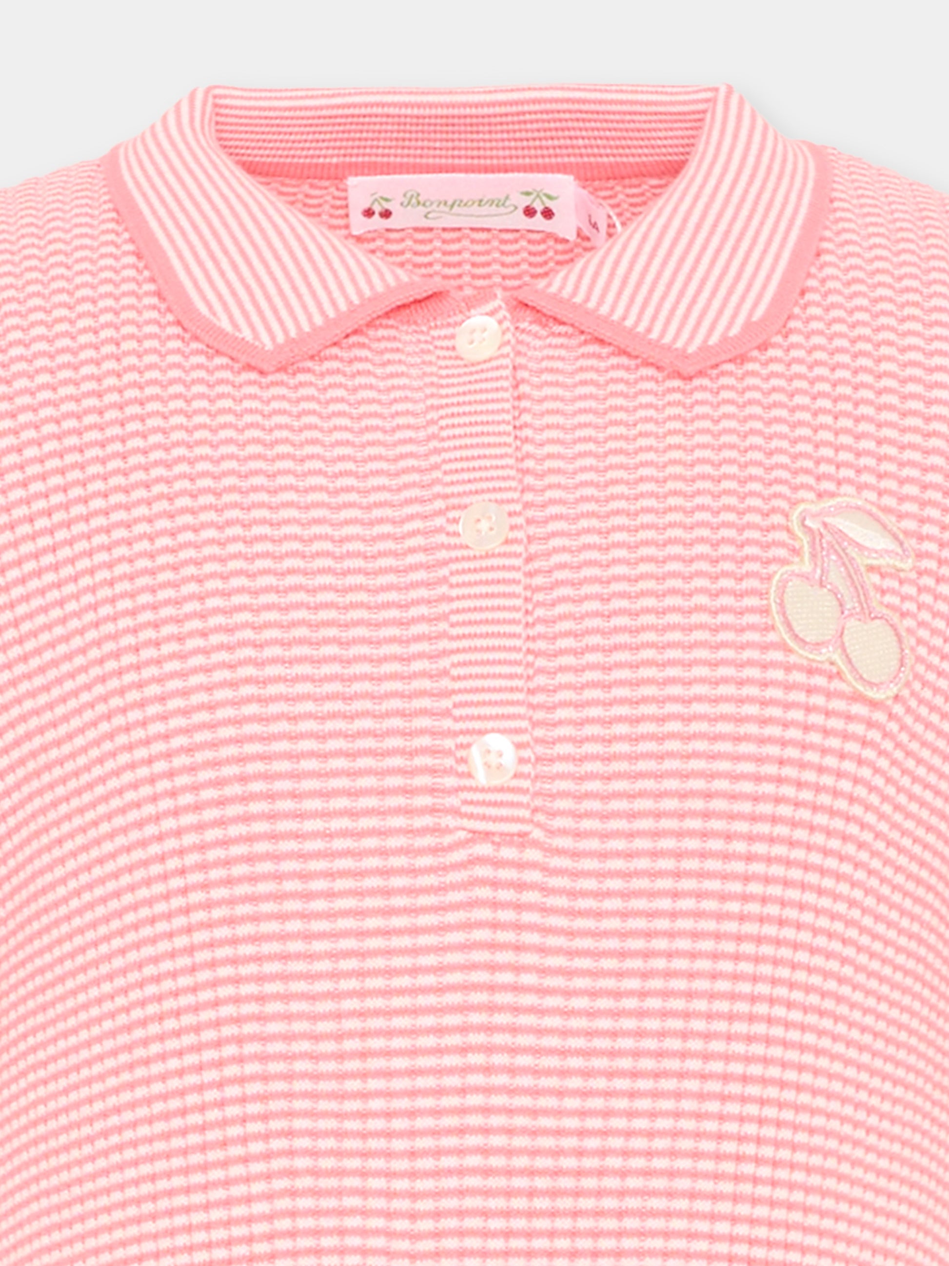 Vestito rosa per bambina a righe,Bonpoint,P06GDRK00001 028A