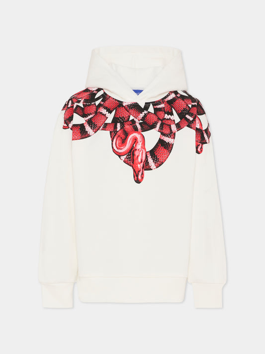 Felpa bianca per bambino con serpente,County Of Milan Kids,F5CMJBHS038 002