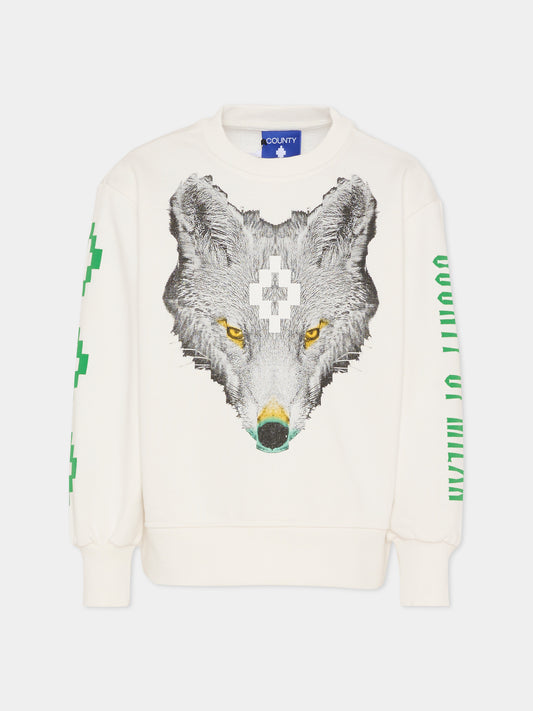 Felpa bianca per bambino con volpe,County Of Milan Kids,F5CMJBSW075 002