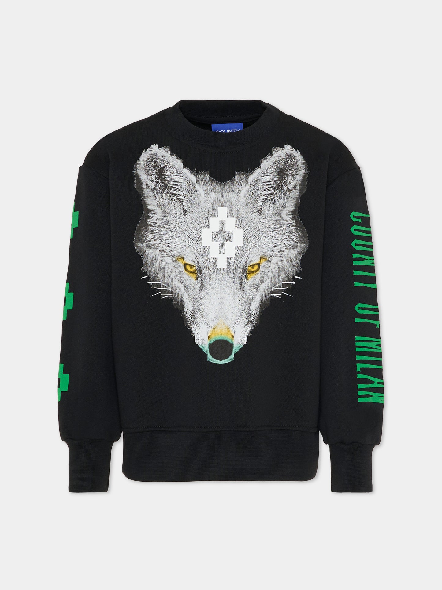 Felpa nera per bambino con volpe,County Of Milan Kids,F5CMJBSW075 110