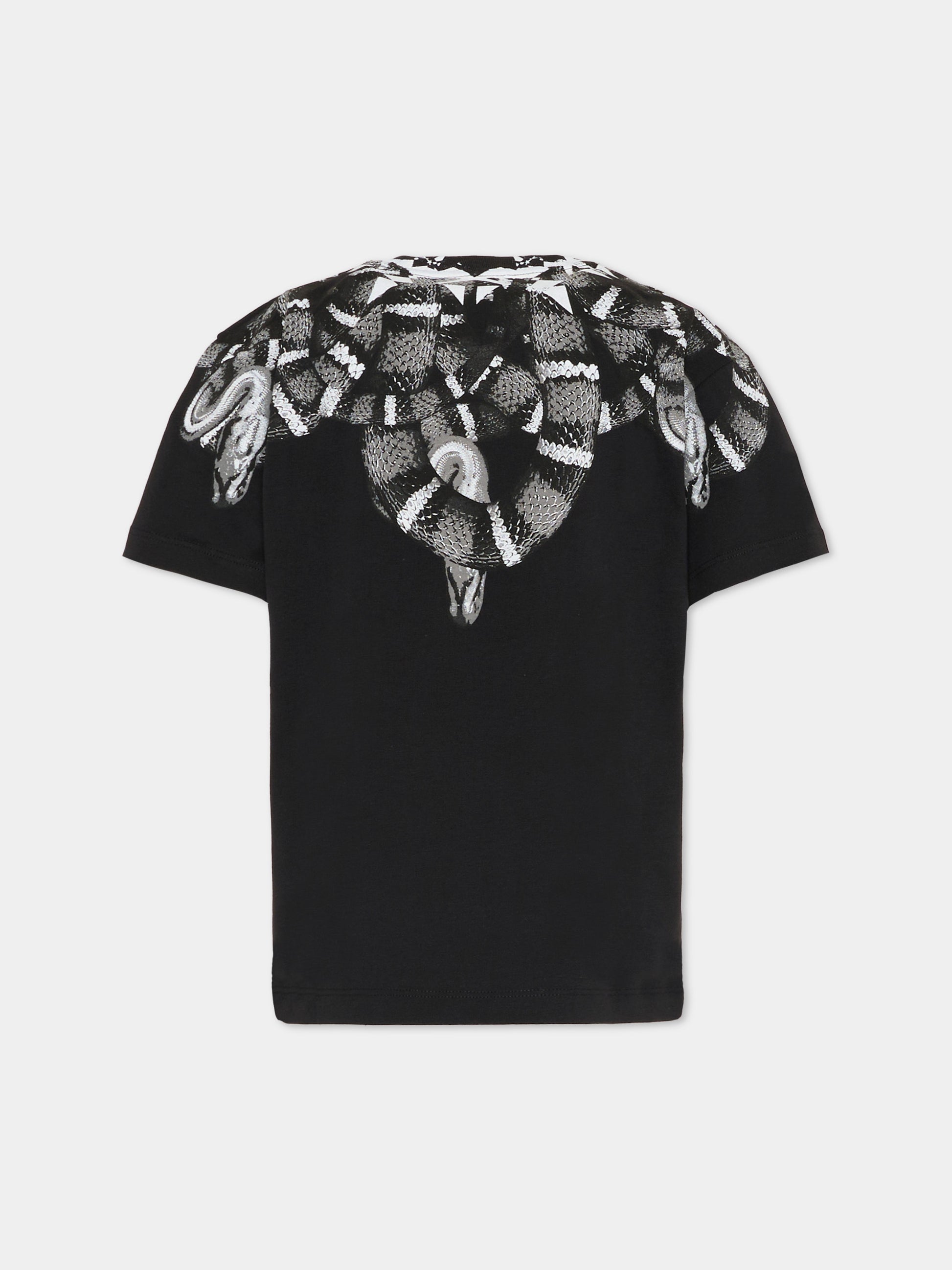 T-shirt nera per bambino con serpente,County Of Milan Kids,F5CMJBTH042 110