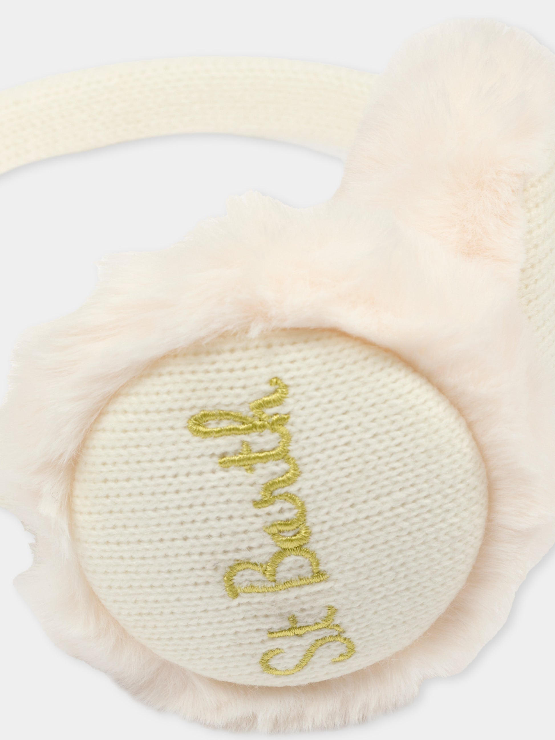 Paraorecchie avorio per bambina con logo,Mc2 Saint Barth,EARM001 00850E