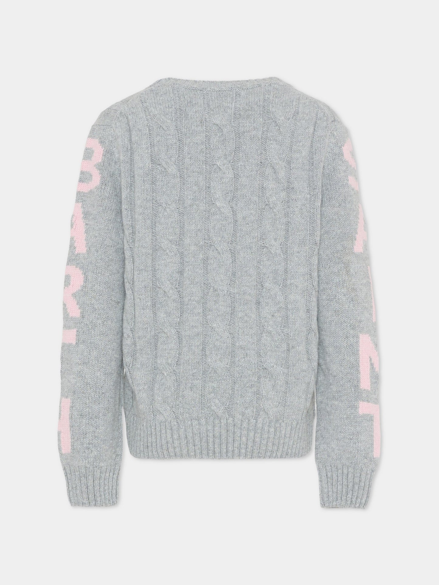 Maglione grigio per bambina con logo rosa,Mc2 Saint Barth,MALM001 02468G